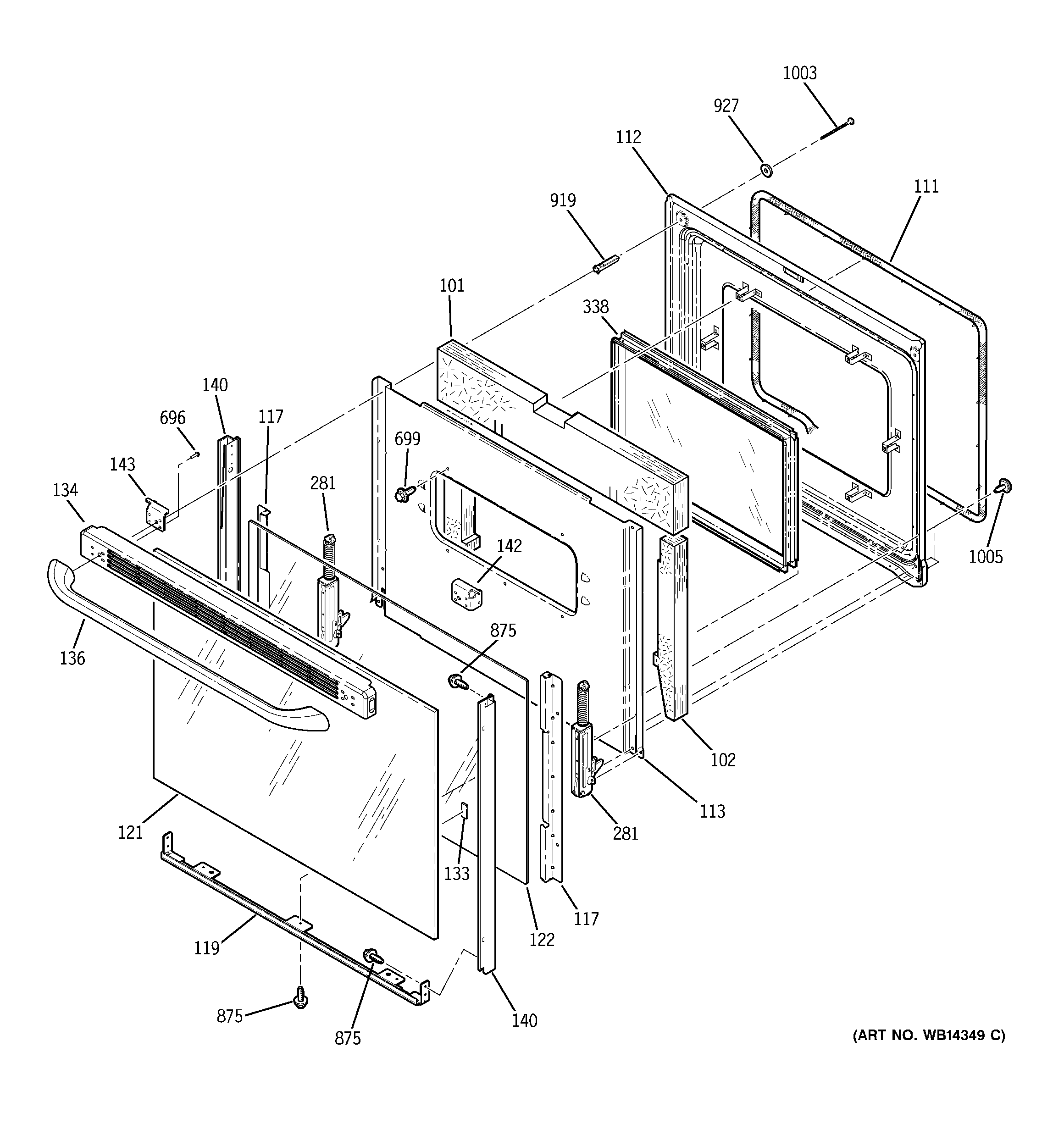 GE JCBS55DM1WW door diagram