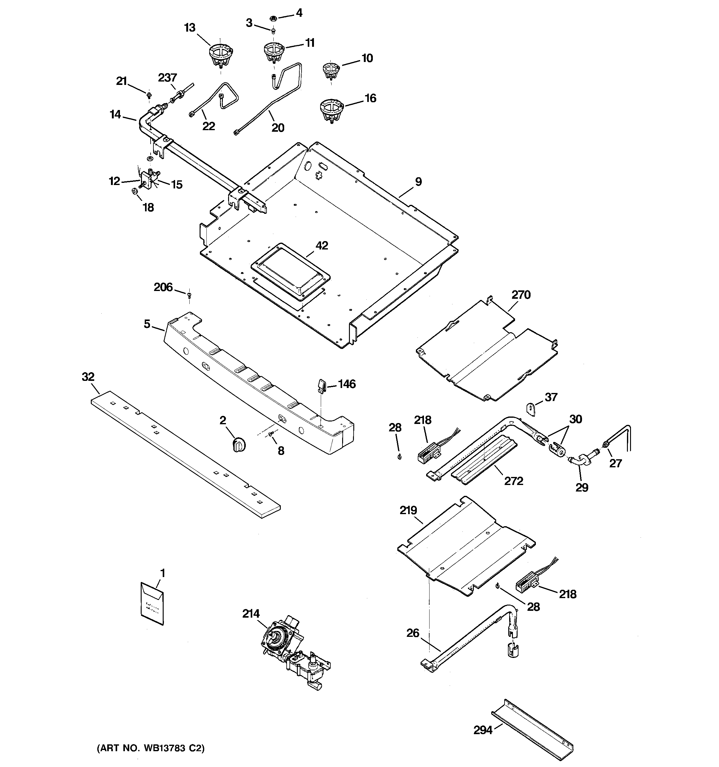 GE EGR3001EL2SS gas & burner parts diagram