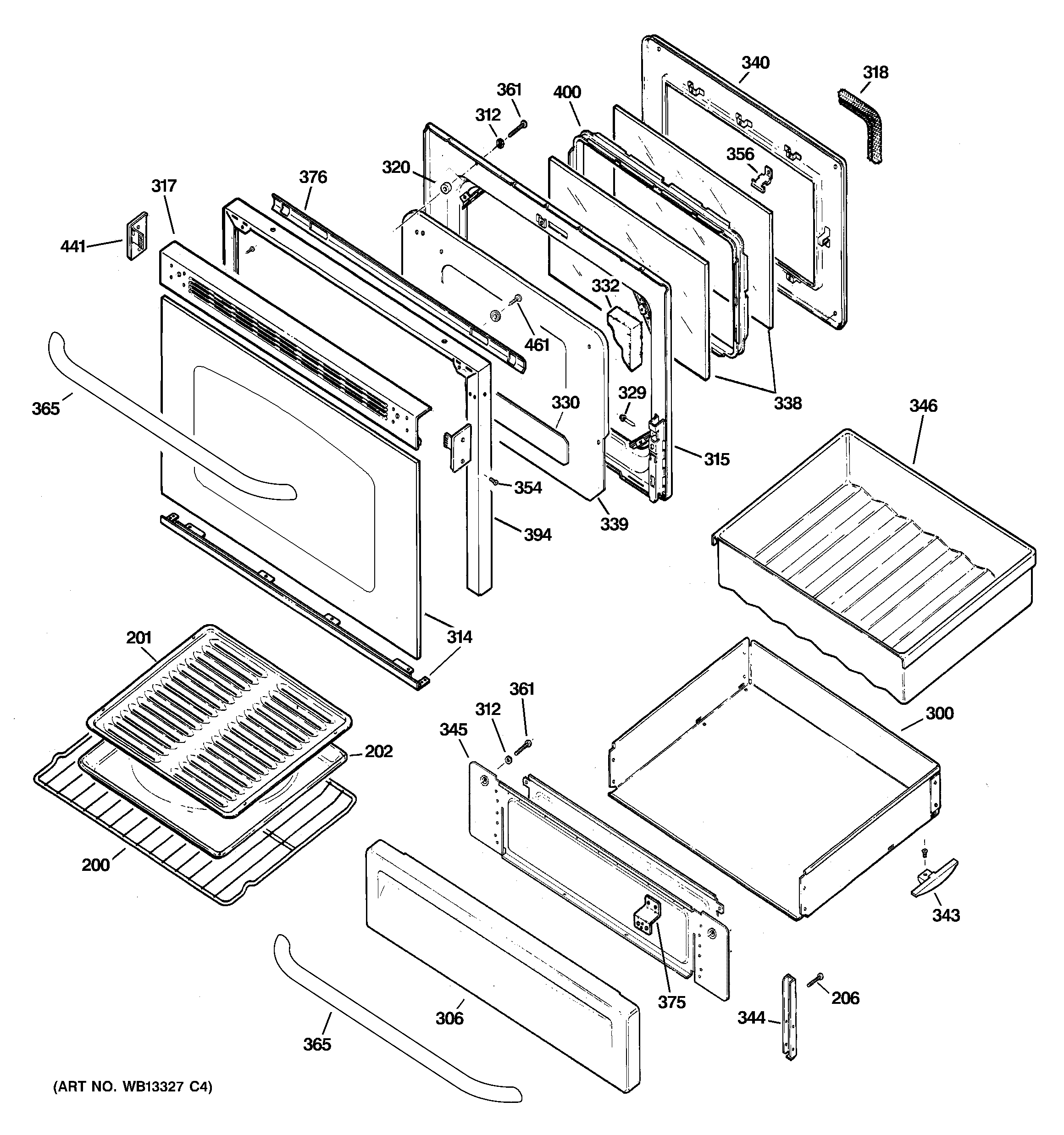 GE EGR3001EL2SS door & drawer parts diagram