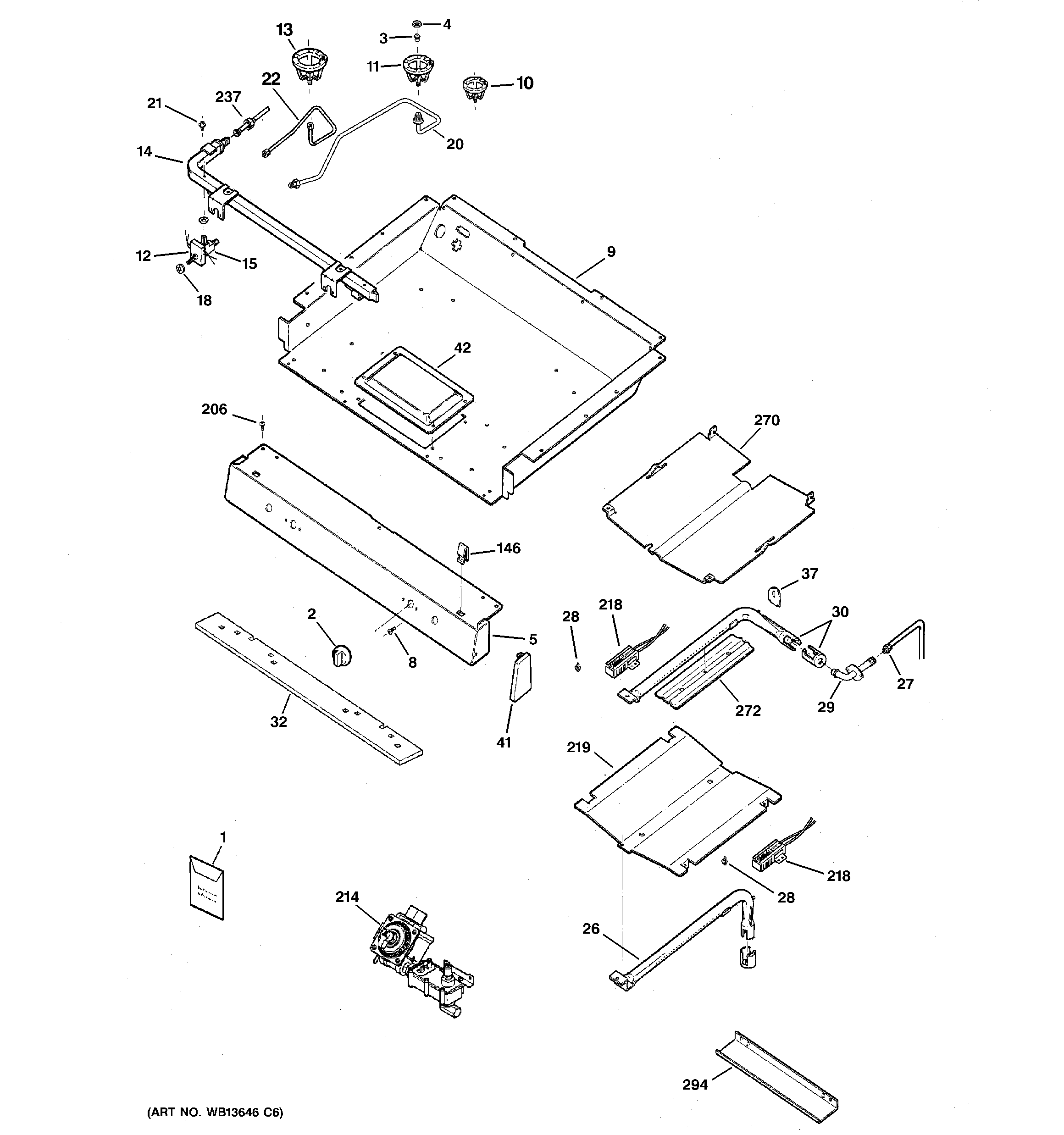 GE JGBP33SEL3SS gas & burner parts diagram