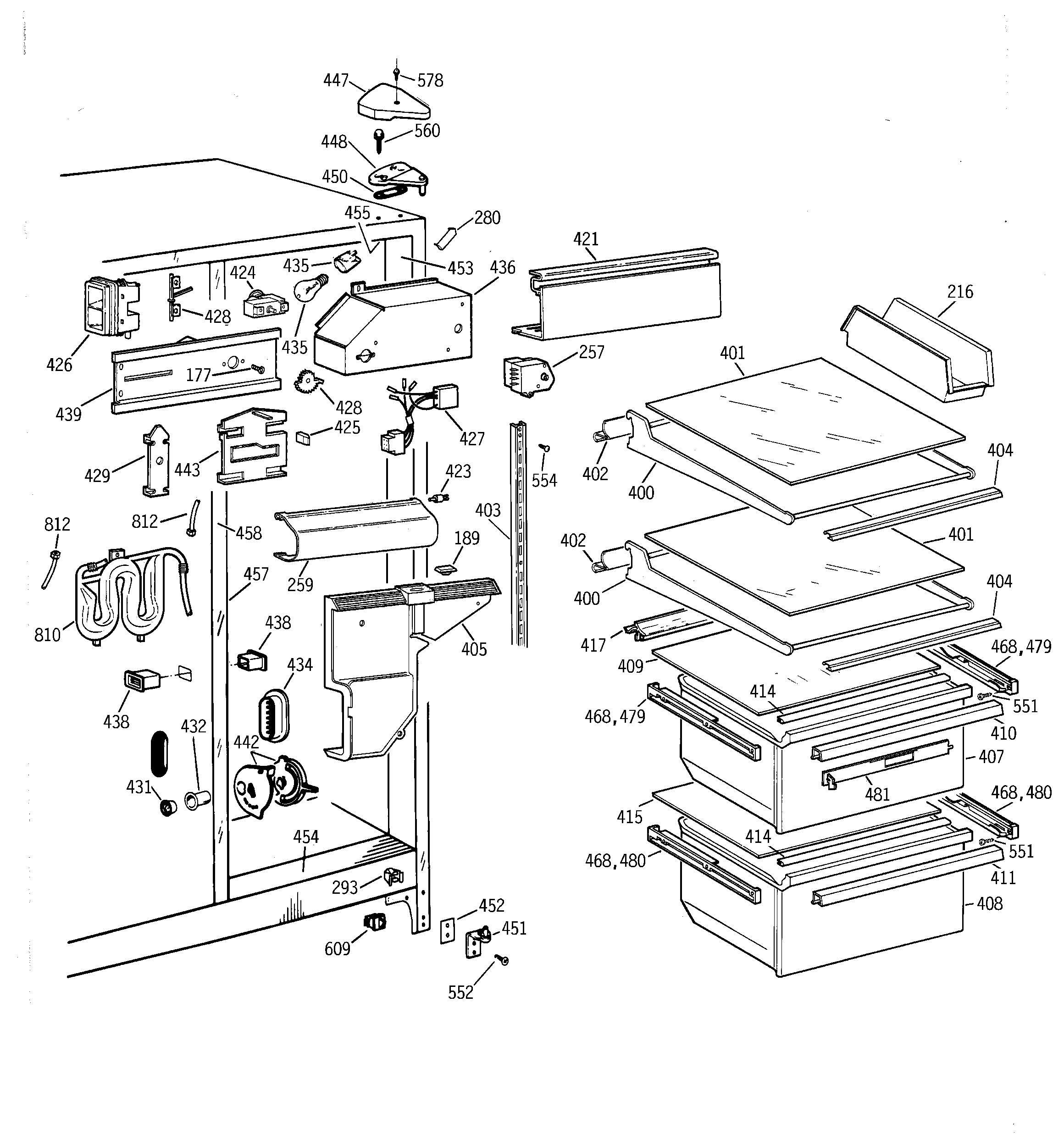 Hotpoint CST25GRBEWW fresh food section diagram