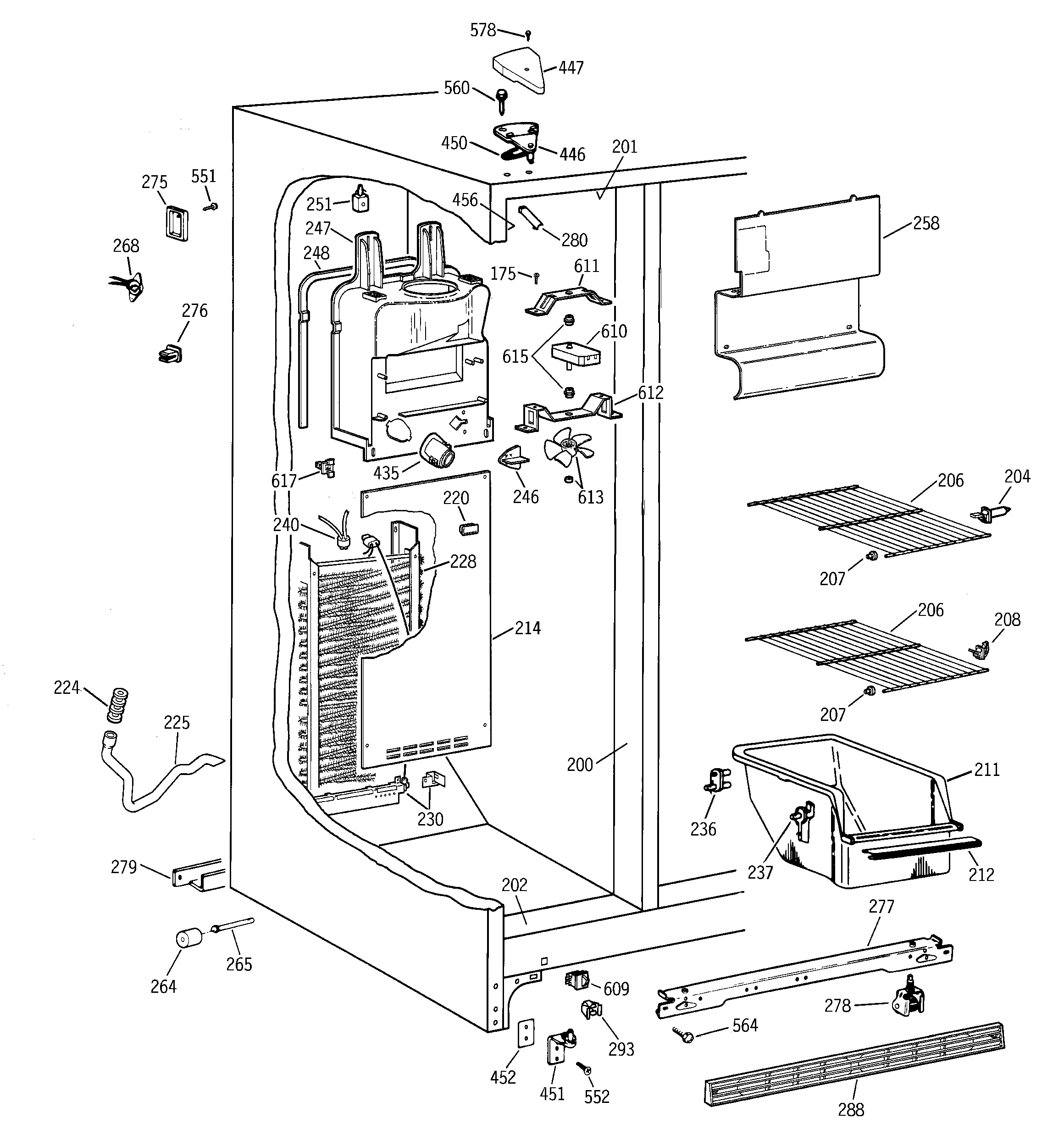 Hotpoint CSX19LABEWH freezer section diagram