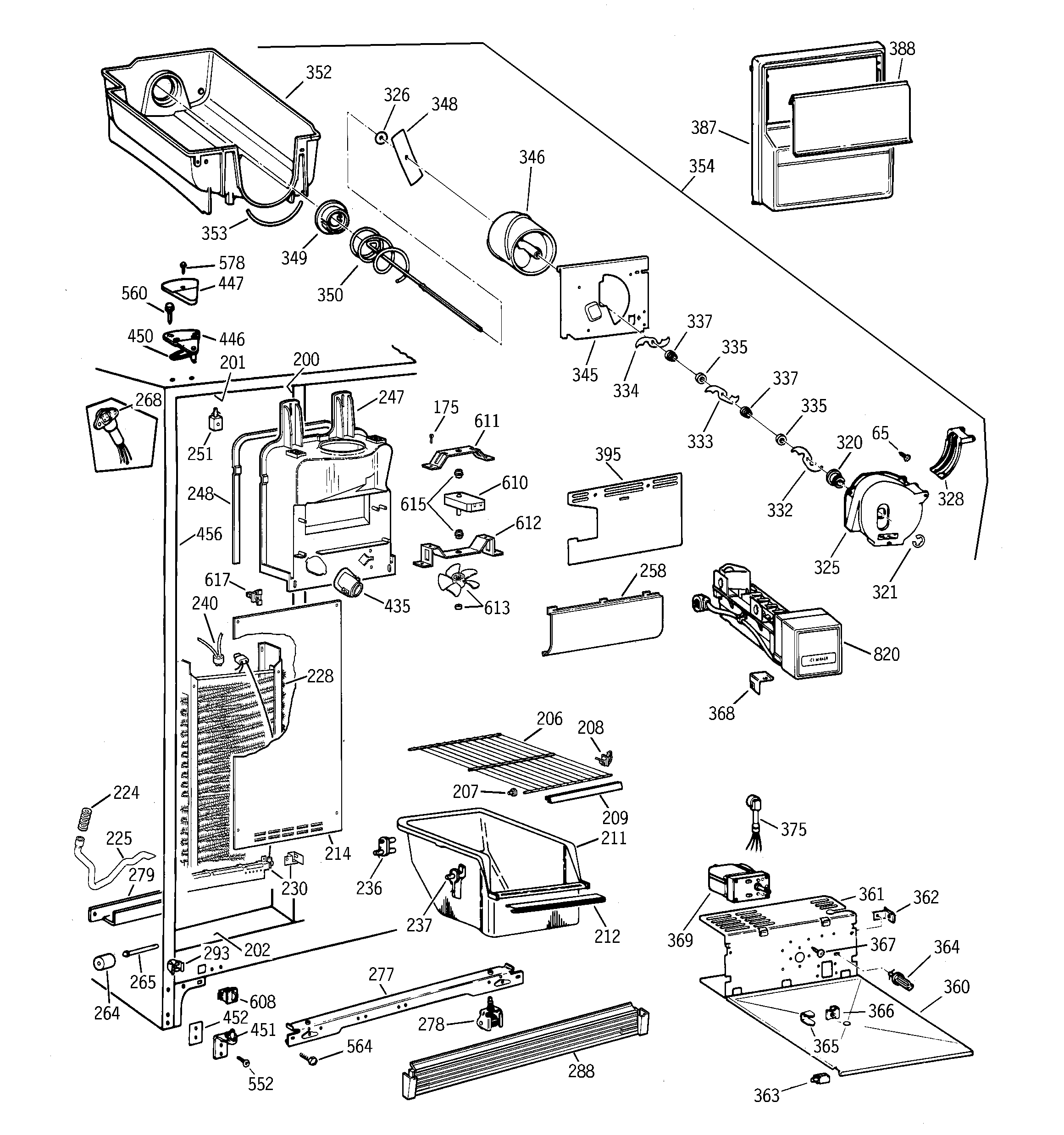 Hotpoint CSX22BCBEWH freezer section diagram