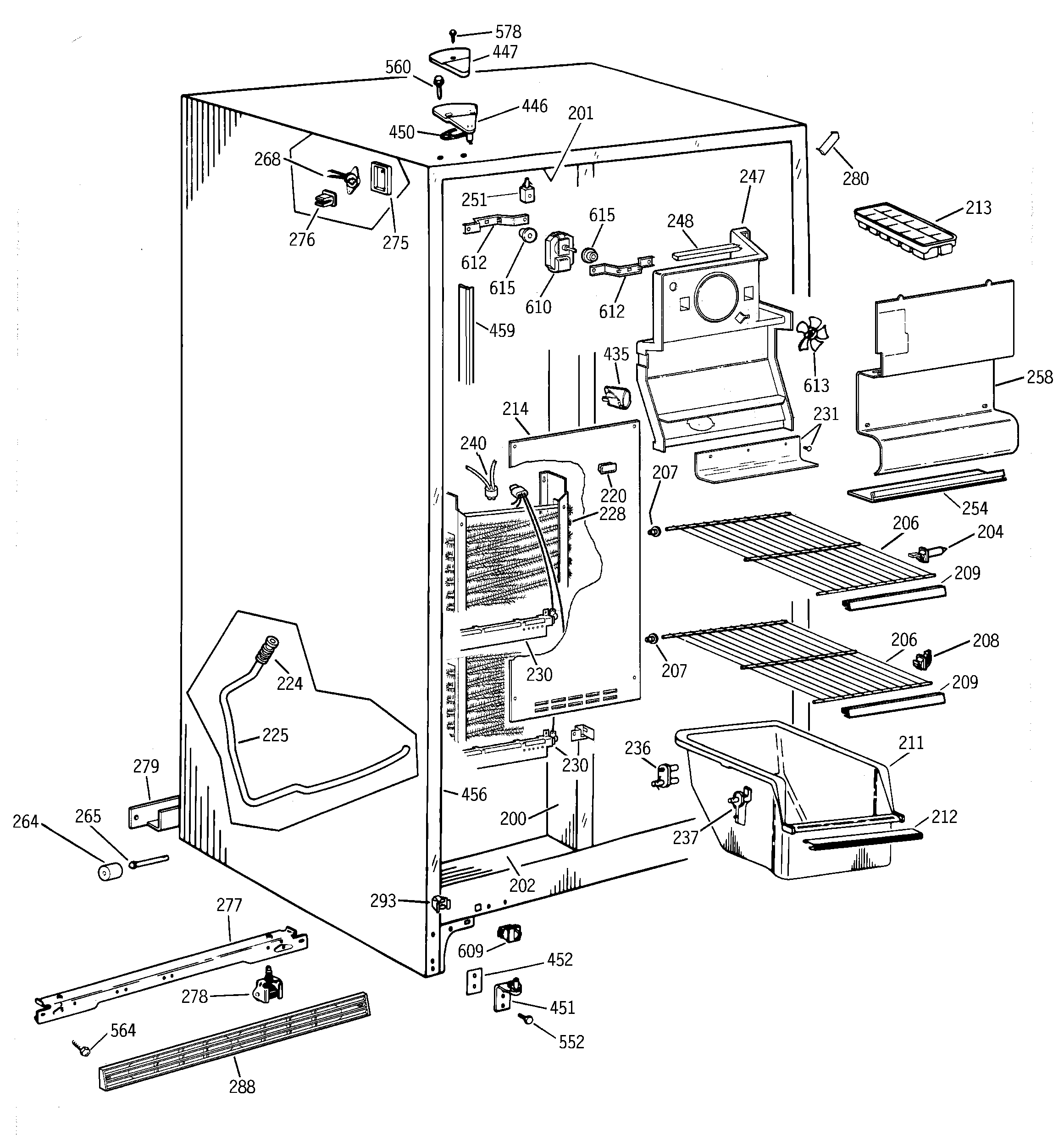 Hotpoint CSK20GABEAA freezer section diagram