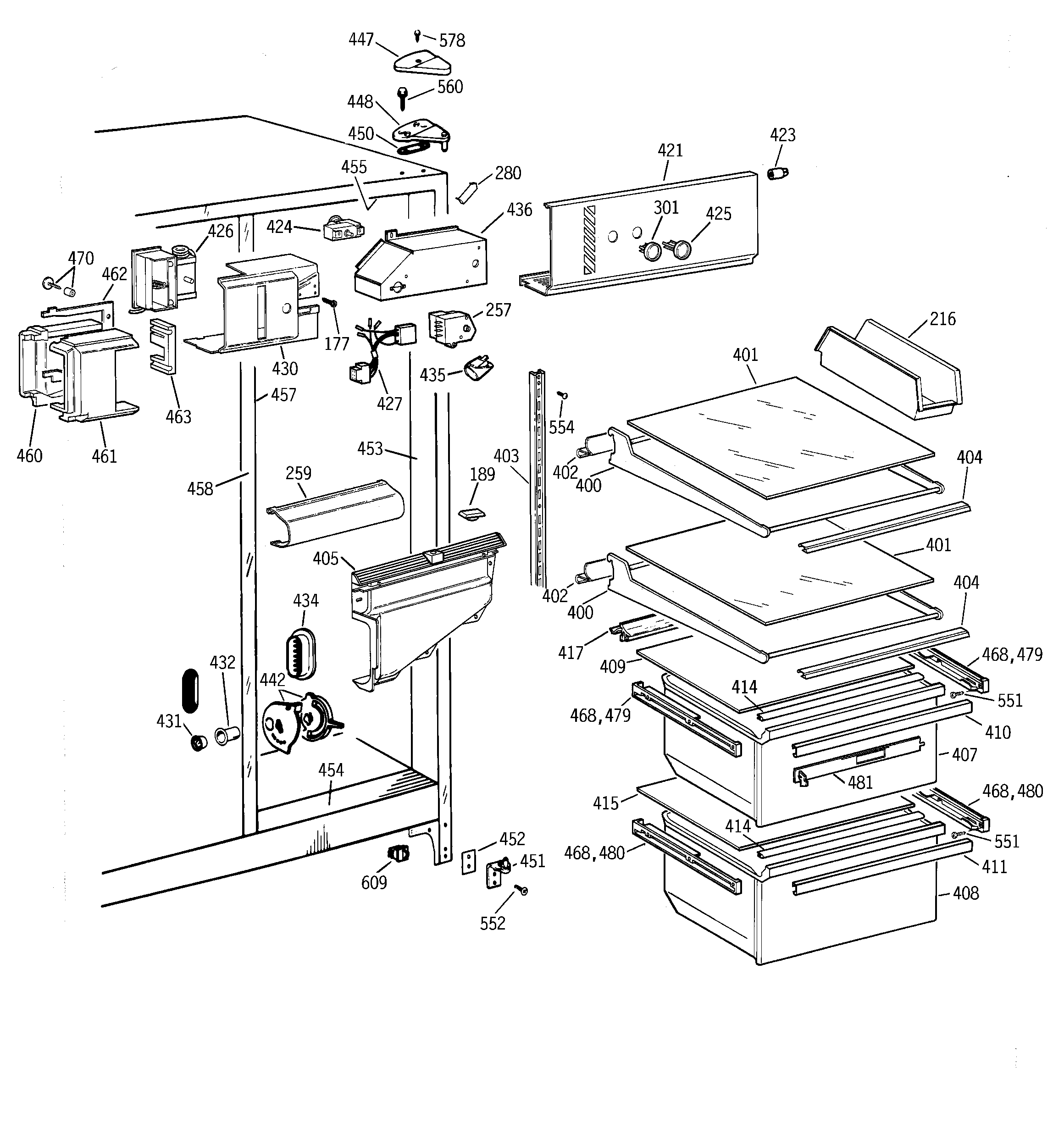 Hotpoint CSK22GABEAA fresh food section diagram