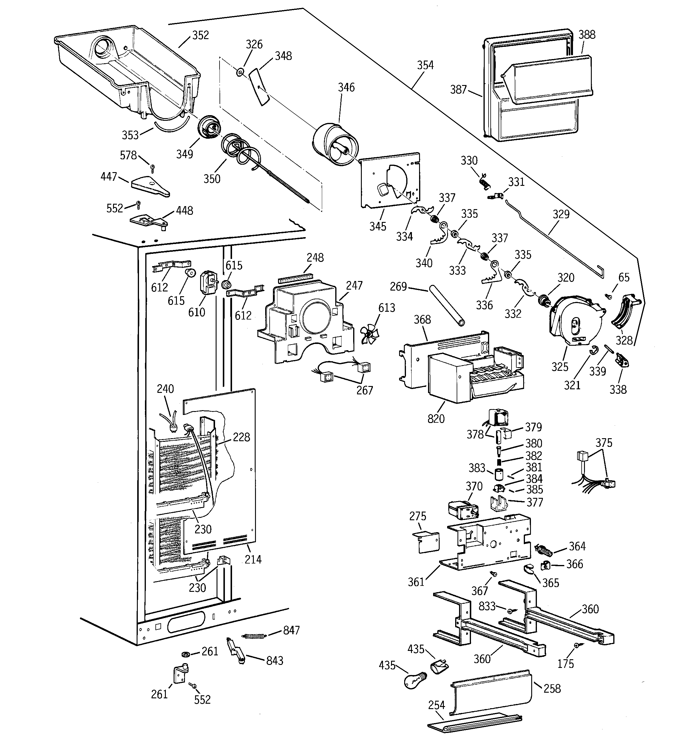 Hotpoint CSK28DRBEAA freezer section diagram