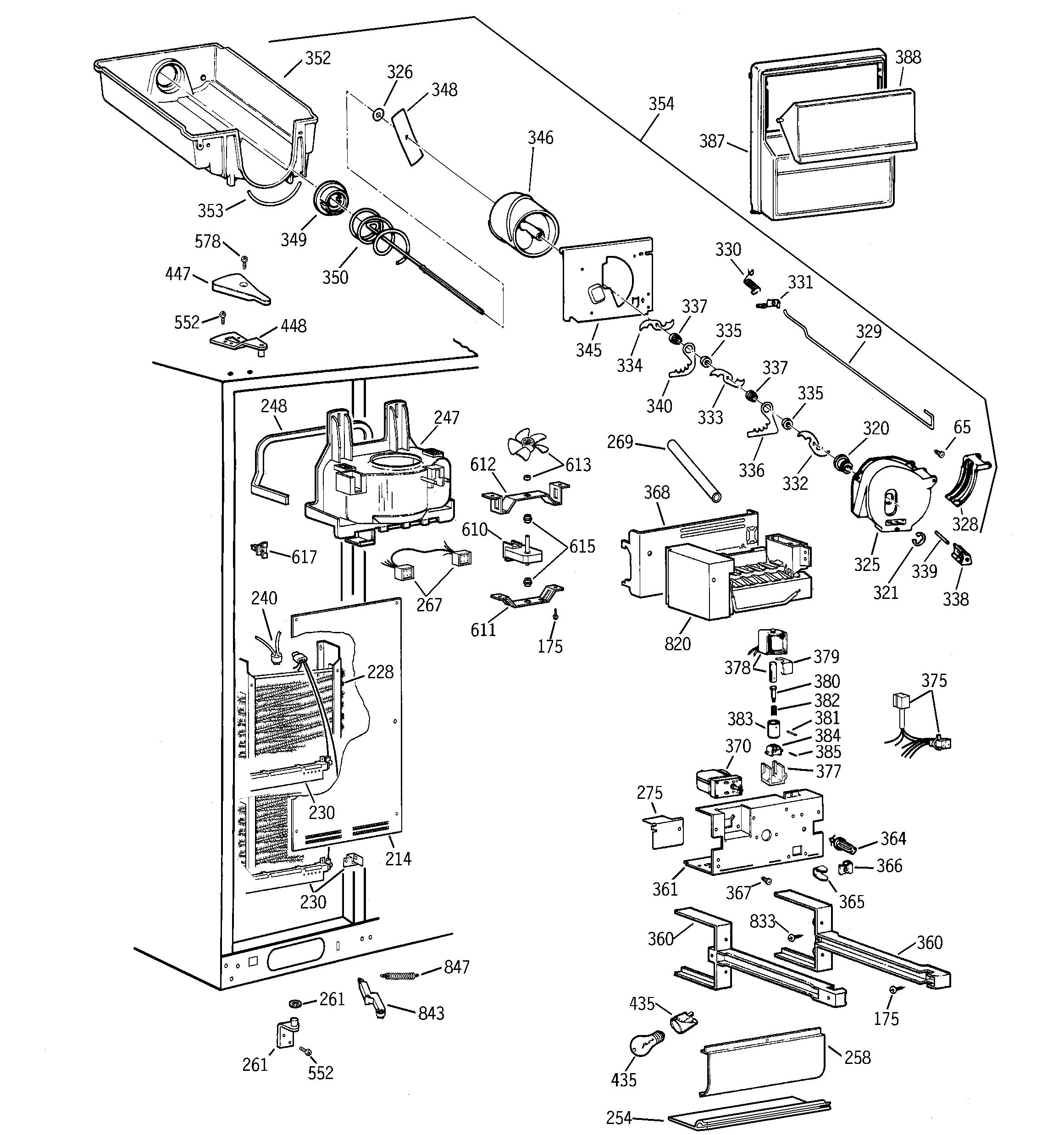 Hotpoint CSG28DHCGWW freezer section diagram