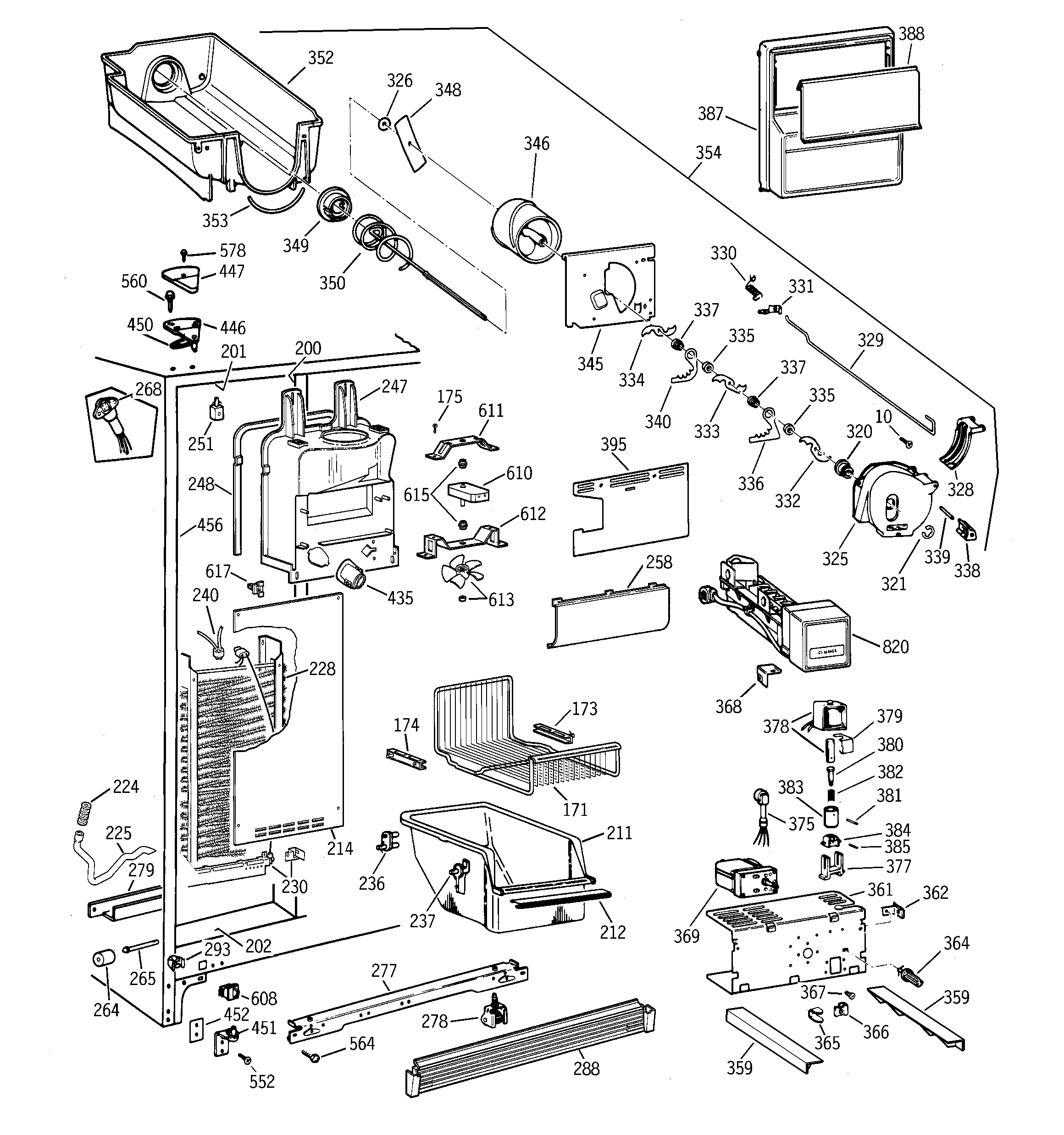 Hotpoint CSM26MRDAWW freezer section diagram