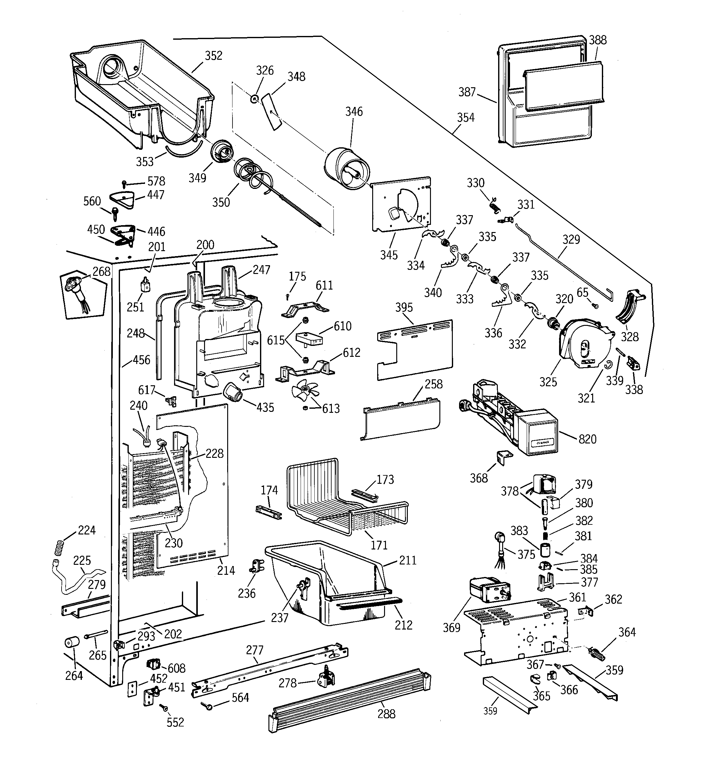 Hotpoint CSX26MRDAWW freezer section diagram