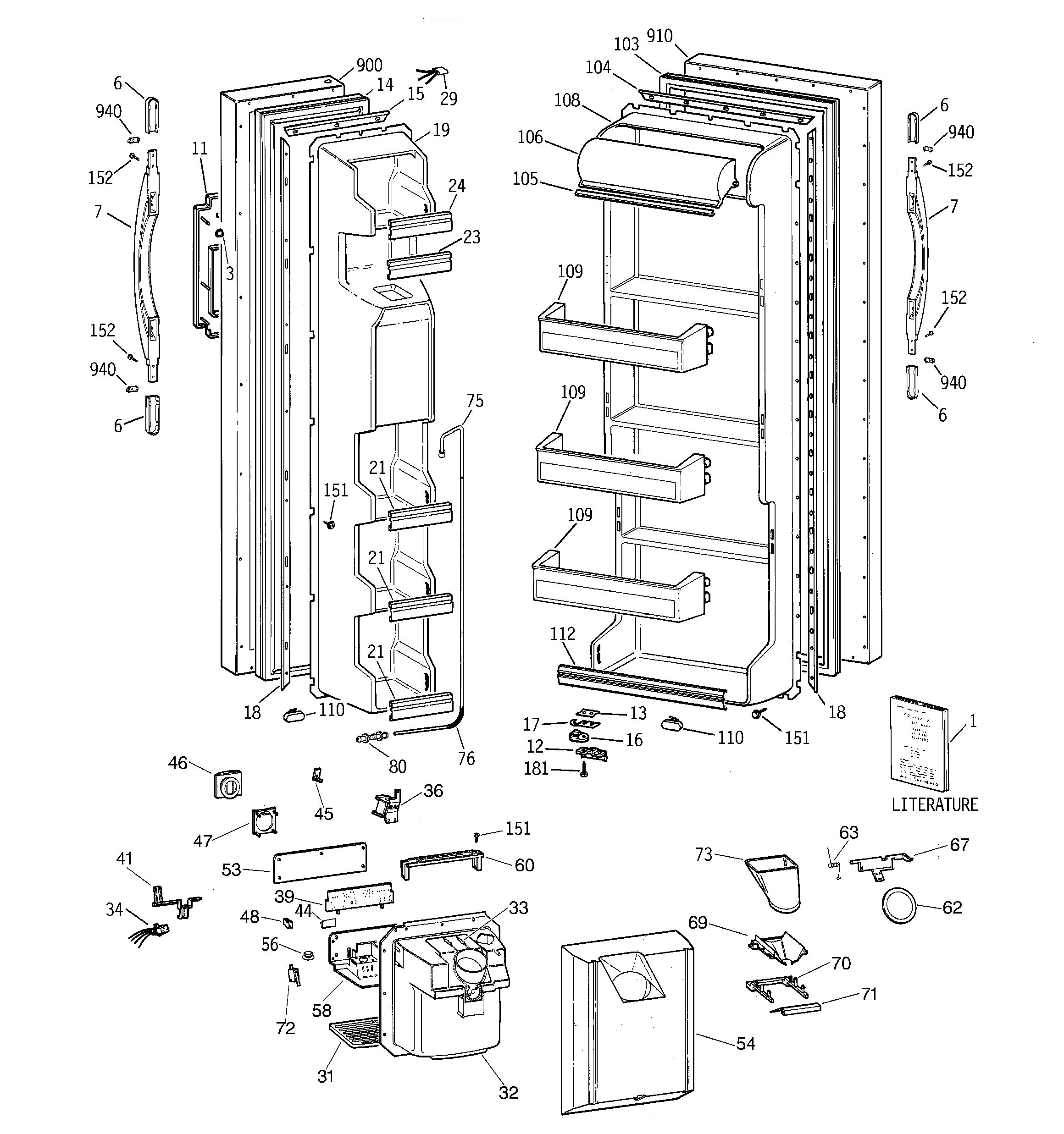 Hotpoint CSX22GRBKWW doors diagram