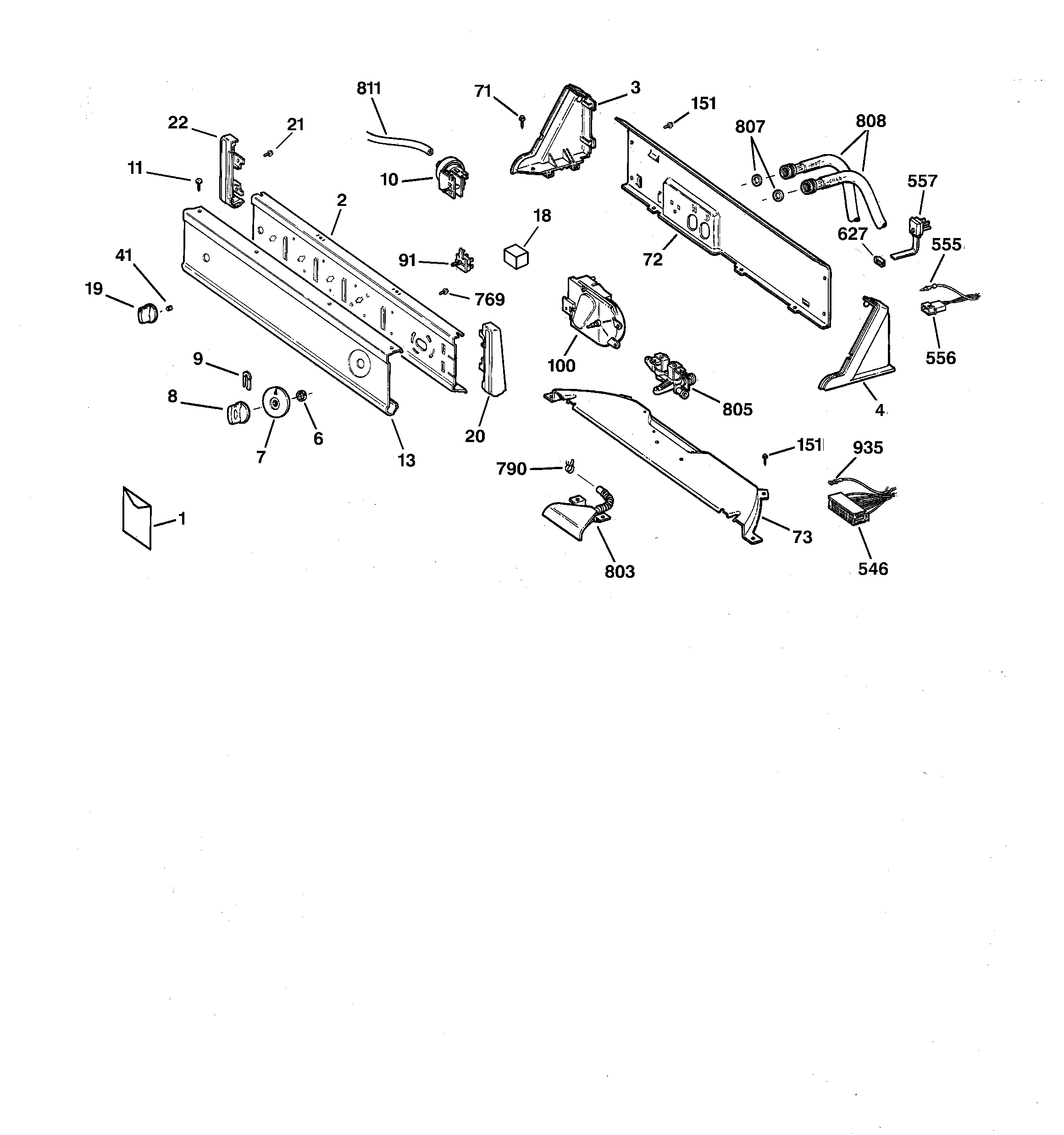 Hotpoint VBXR1070W1WW controls & backsplash diagram