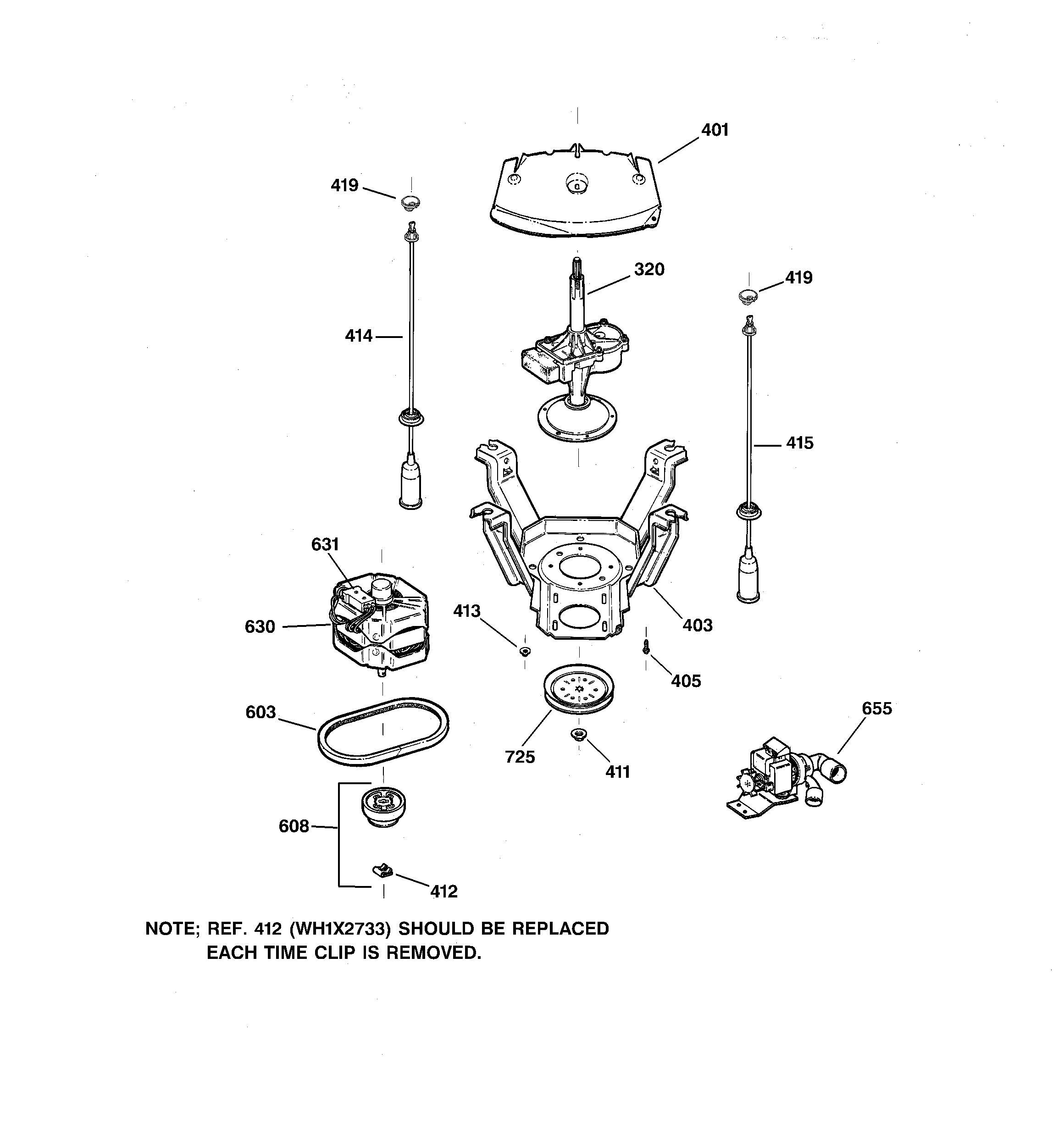 Hotpoint VBXR1070W1WW suspension, pump & drive components diagram
