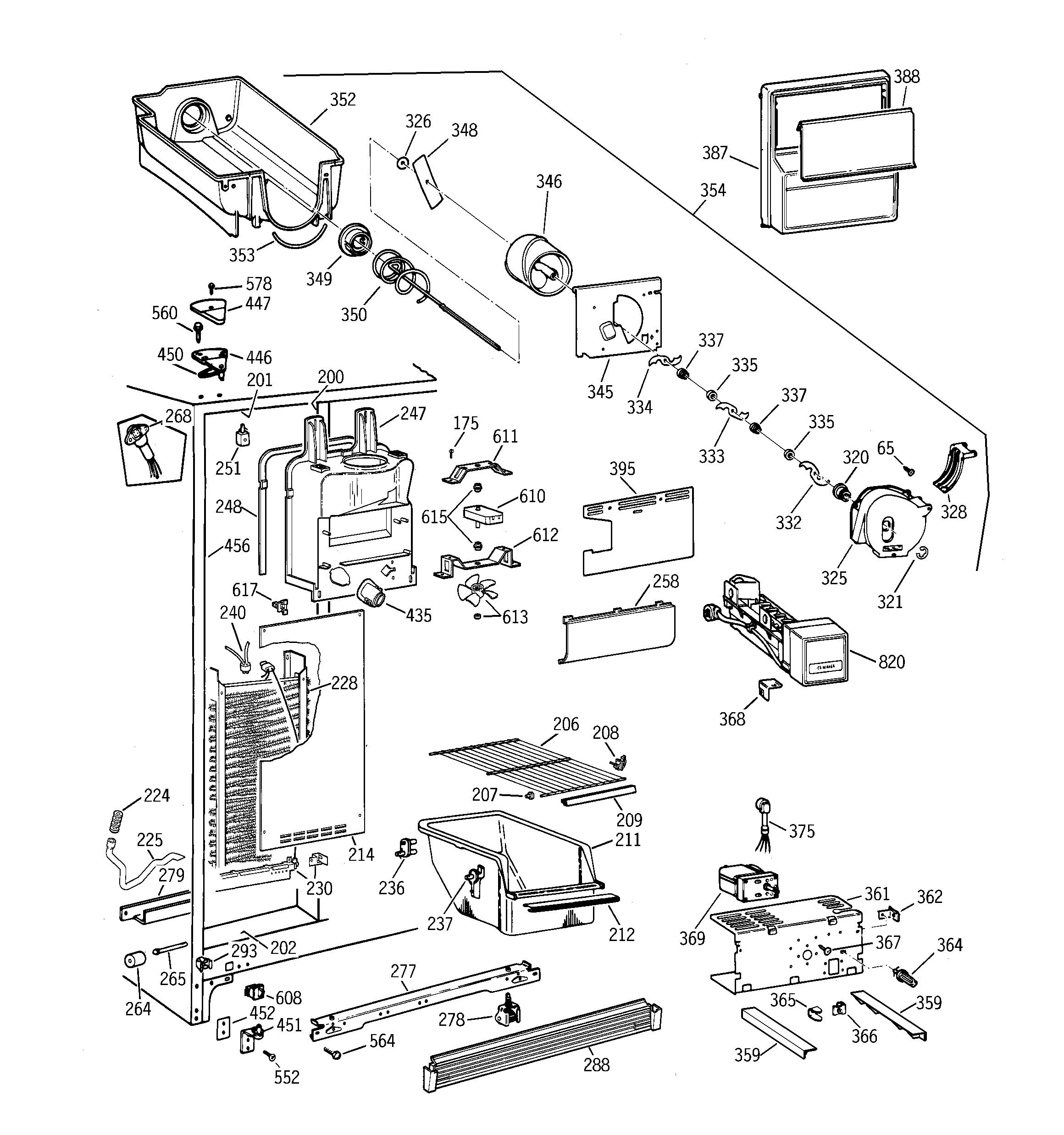 Hotpoint CSX22BCBKWH freezer section diagram