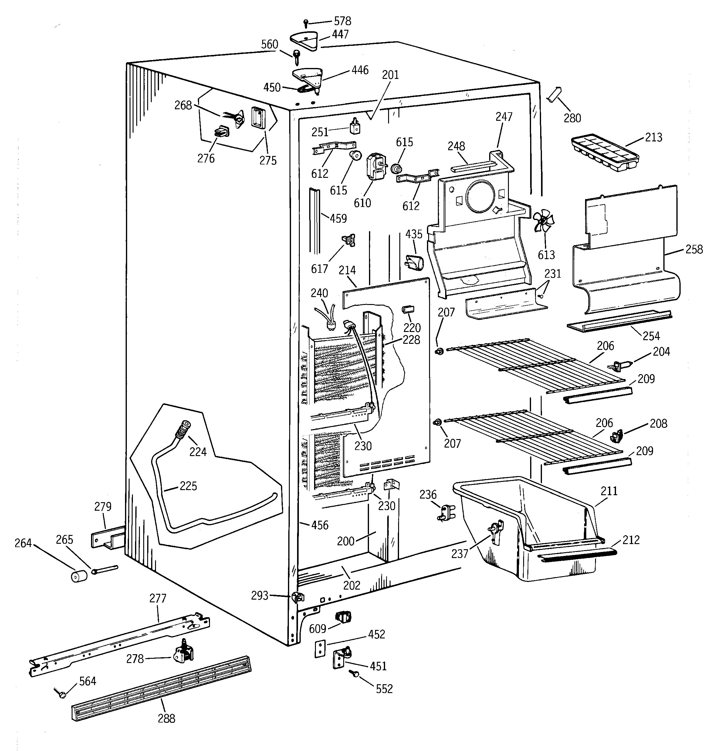 Hotpoint CSK22GABGAD freezer section diagram