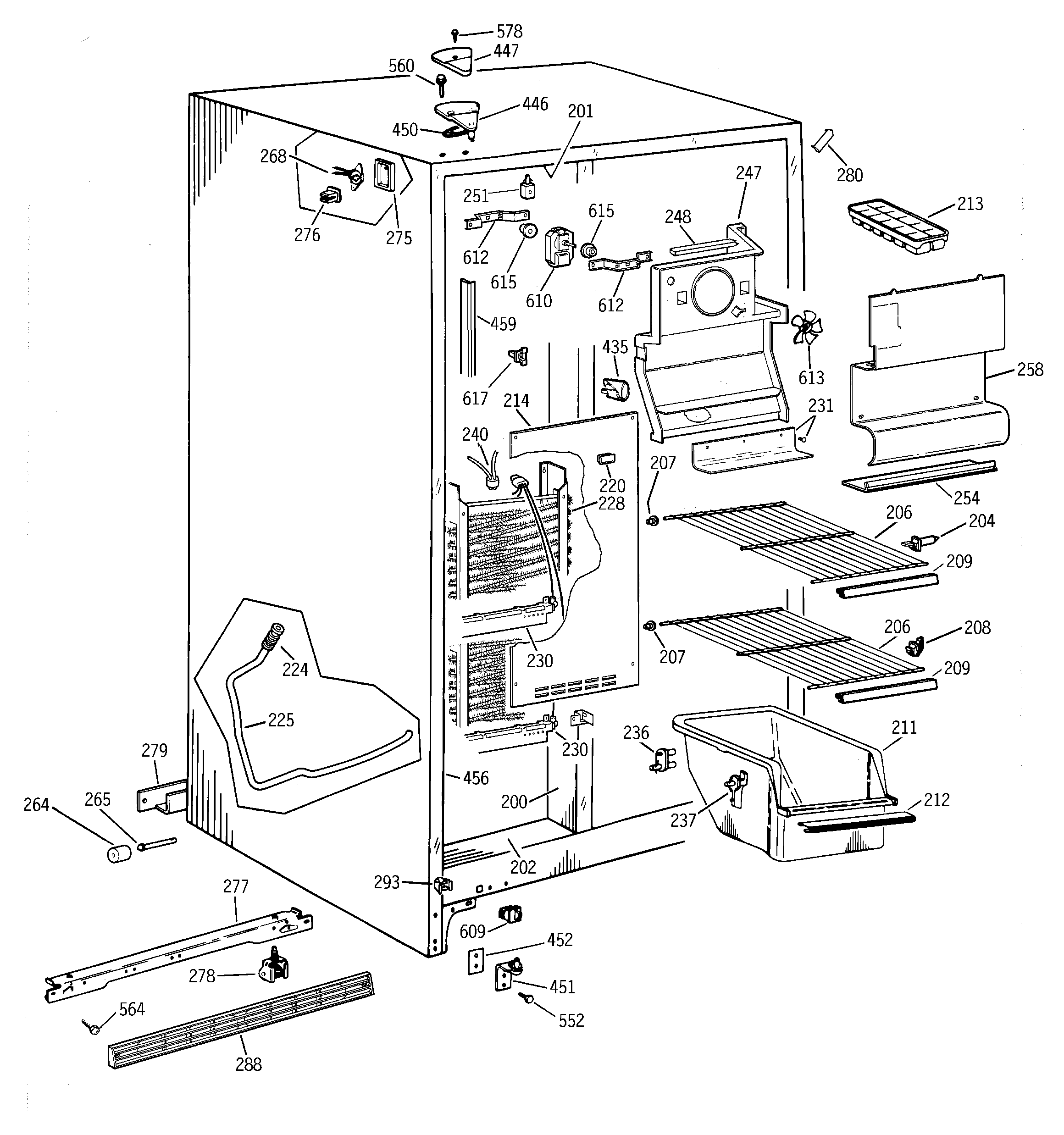 Hotpoint CSK22GABKAD freezer section diagram