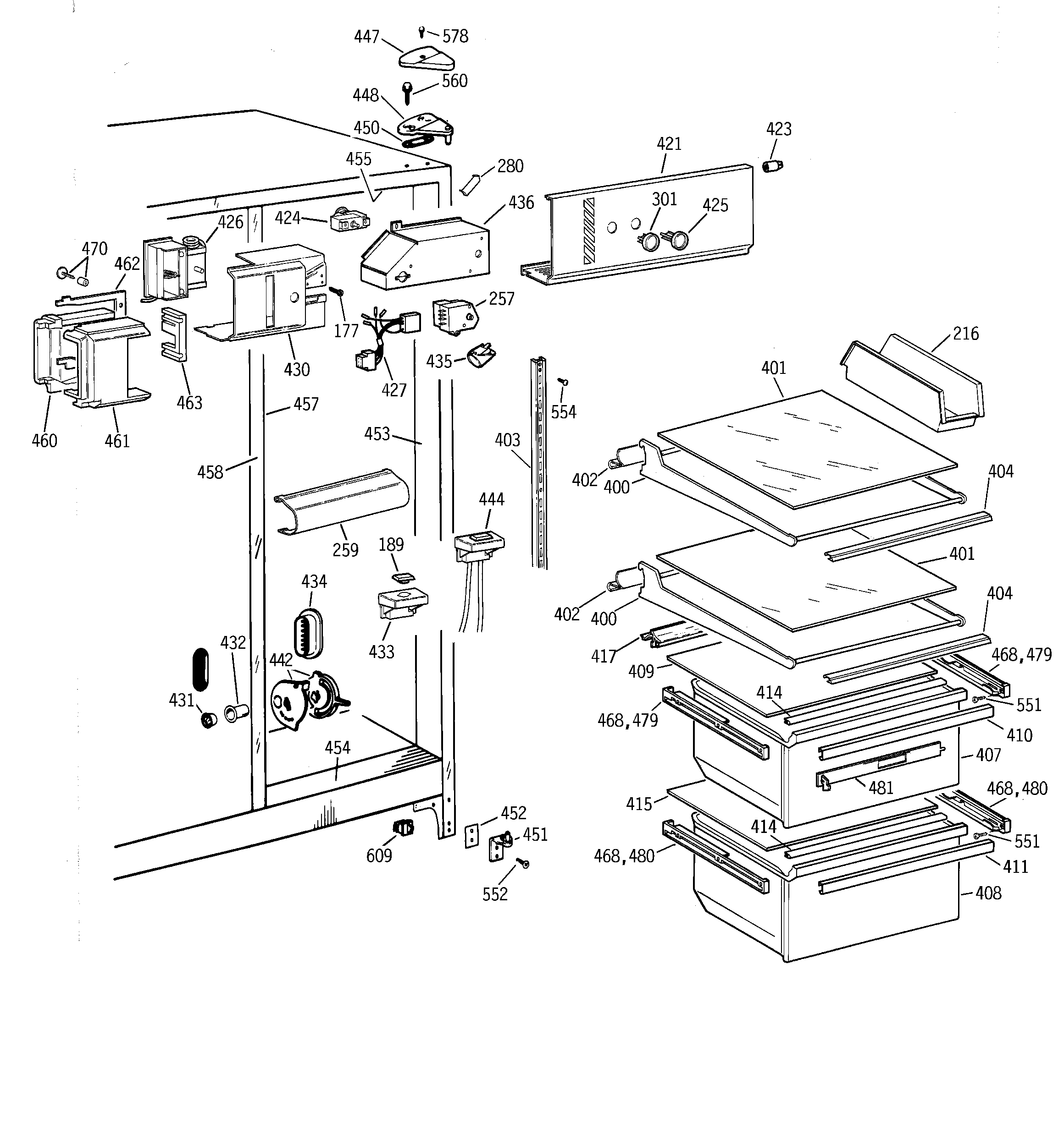 Hotpoint CSK22GABKAD fresh food section diagram