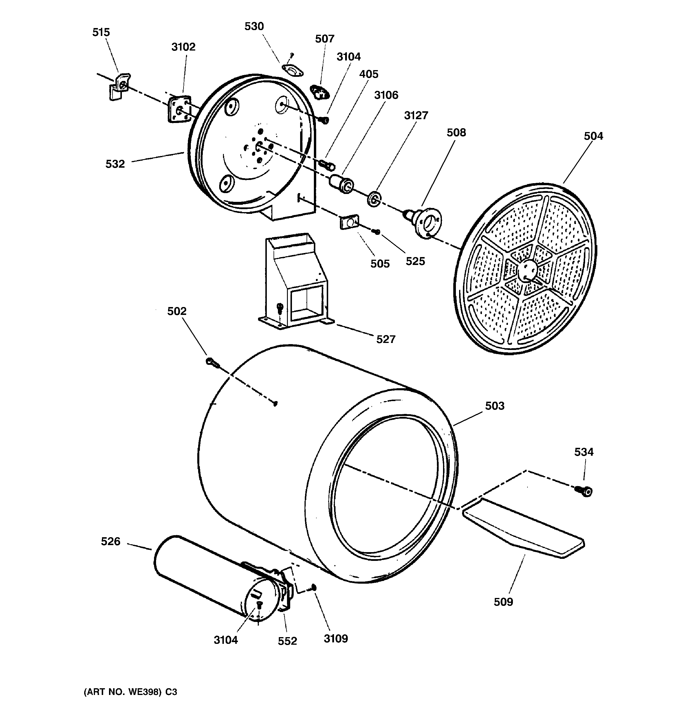 Hotpoint NBXR453GV1AA drum diagram
