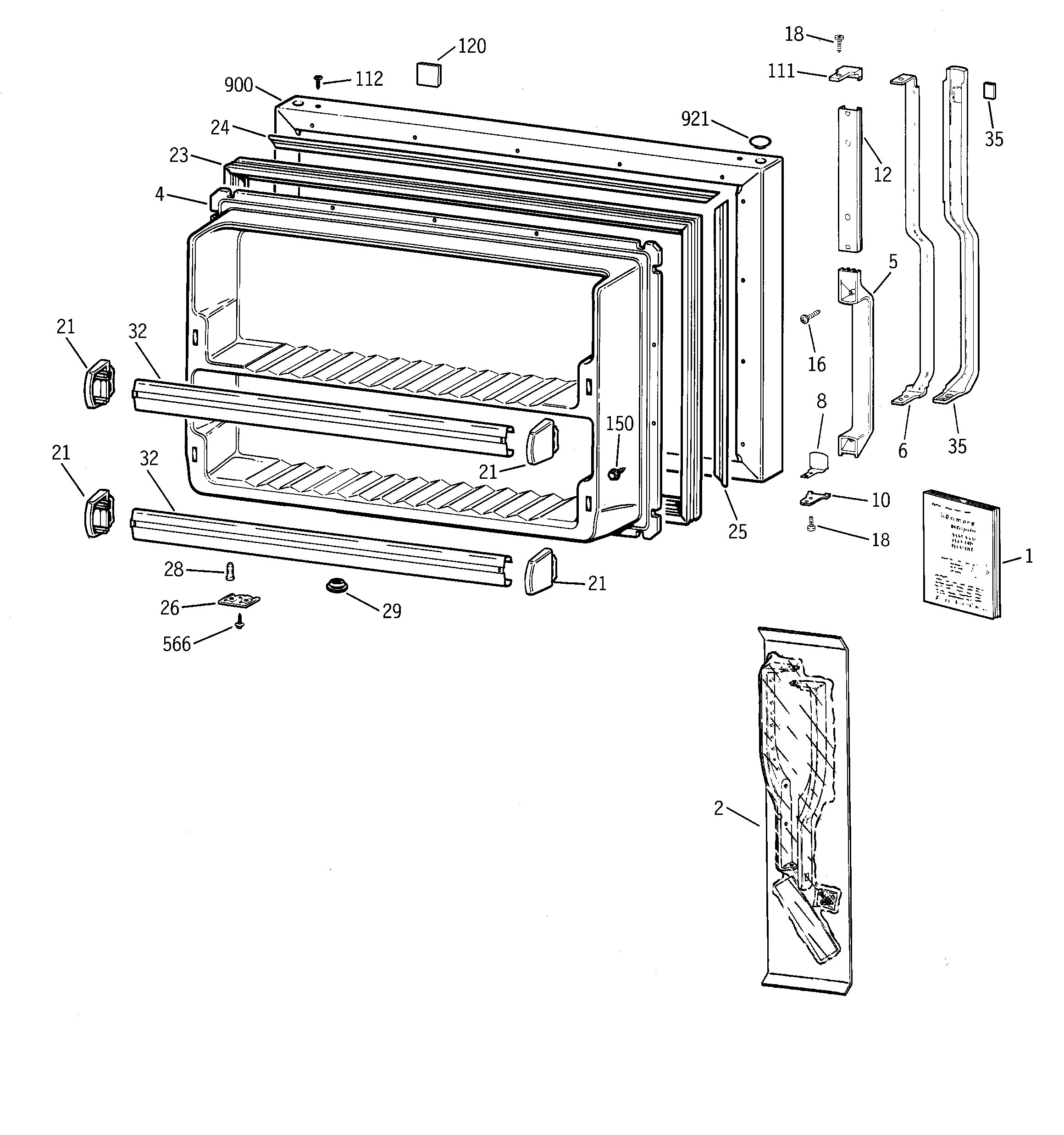 Hotpoint CTG21GADARWW freezer door diagram