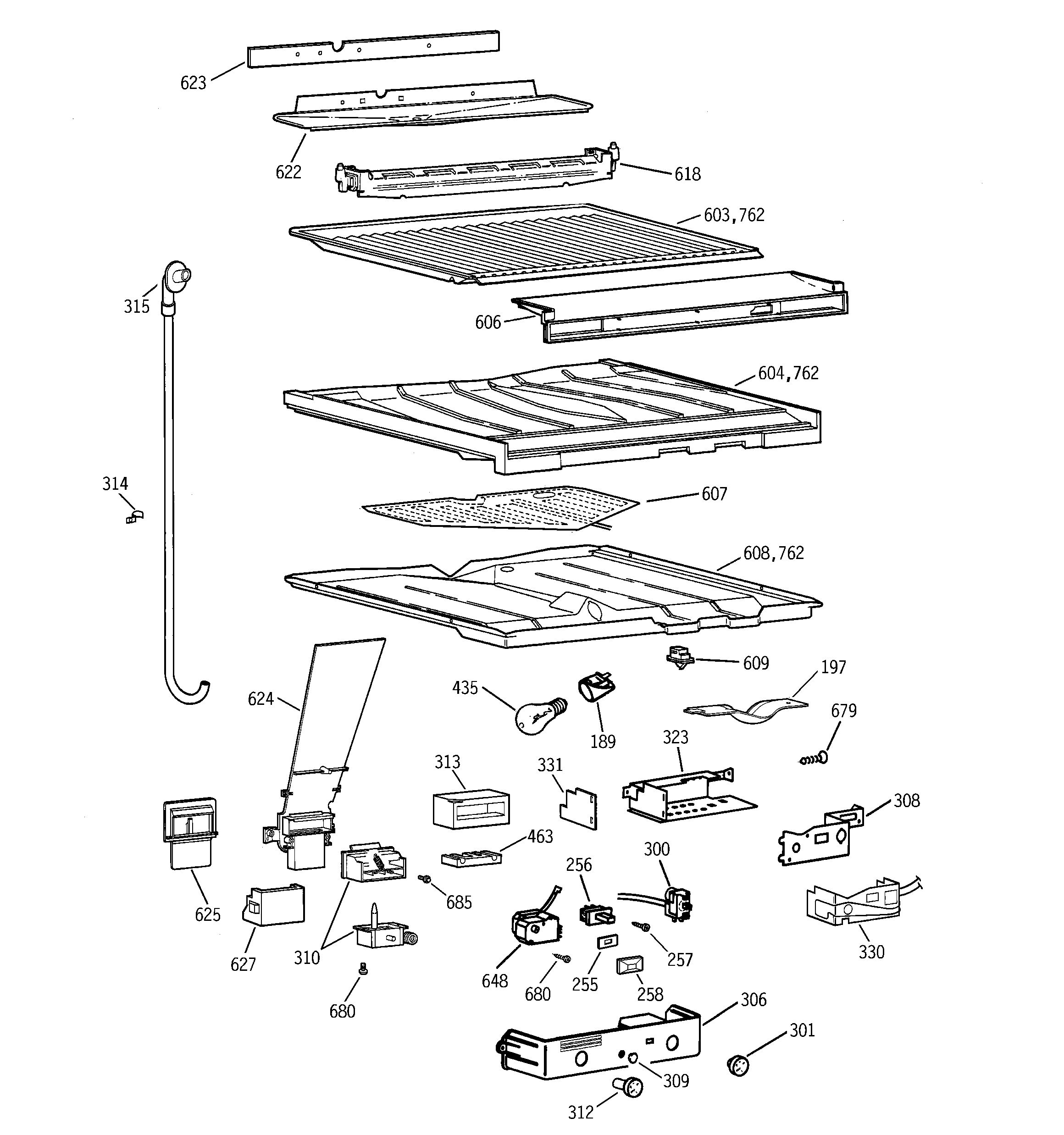 Hotpoint CTG21GADARWW compartment separator parts diagram