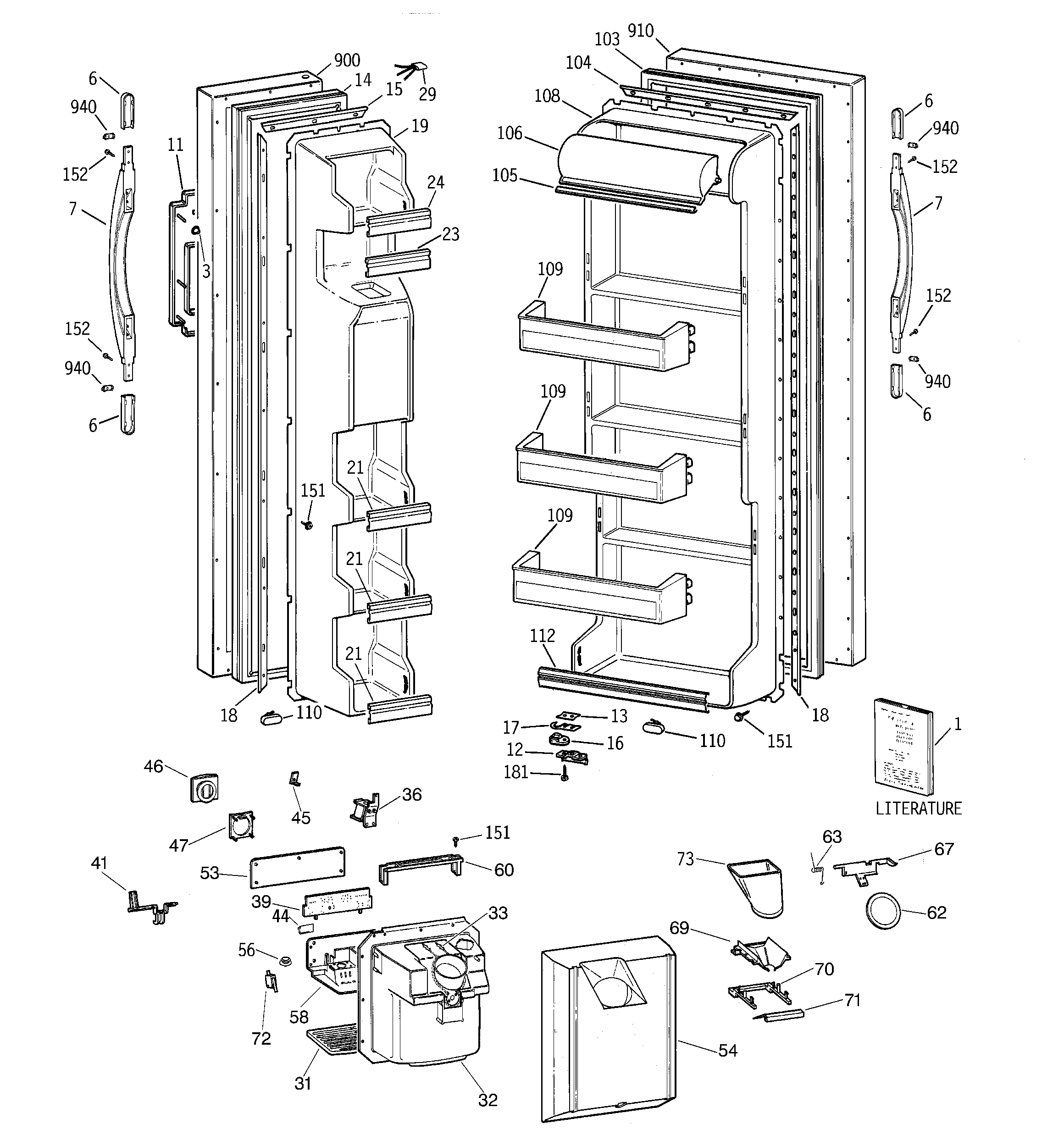 Hotpoint CSX22BCBBWH doors diagram