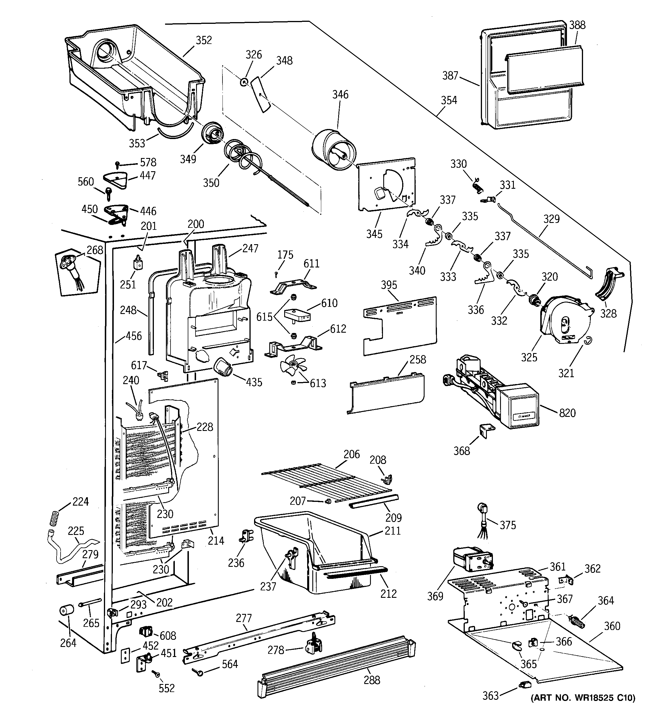 Hotpoint CSX22BCBBWH freezer section diagram