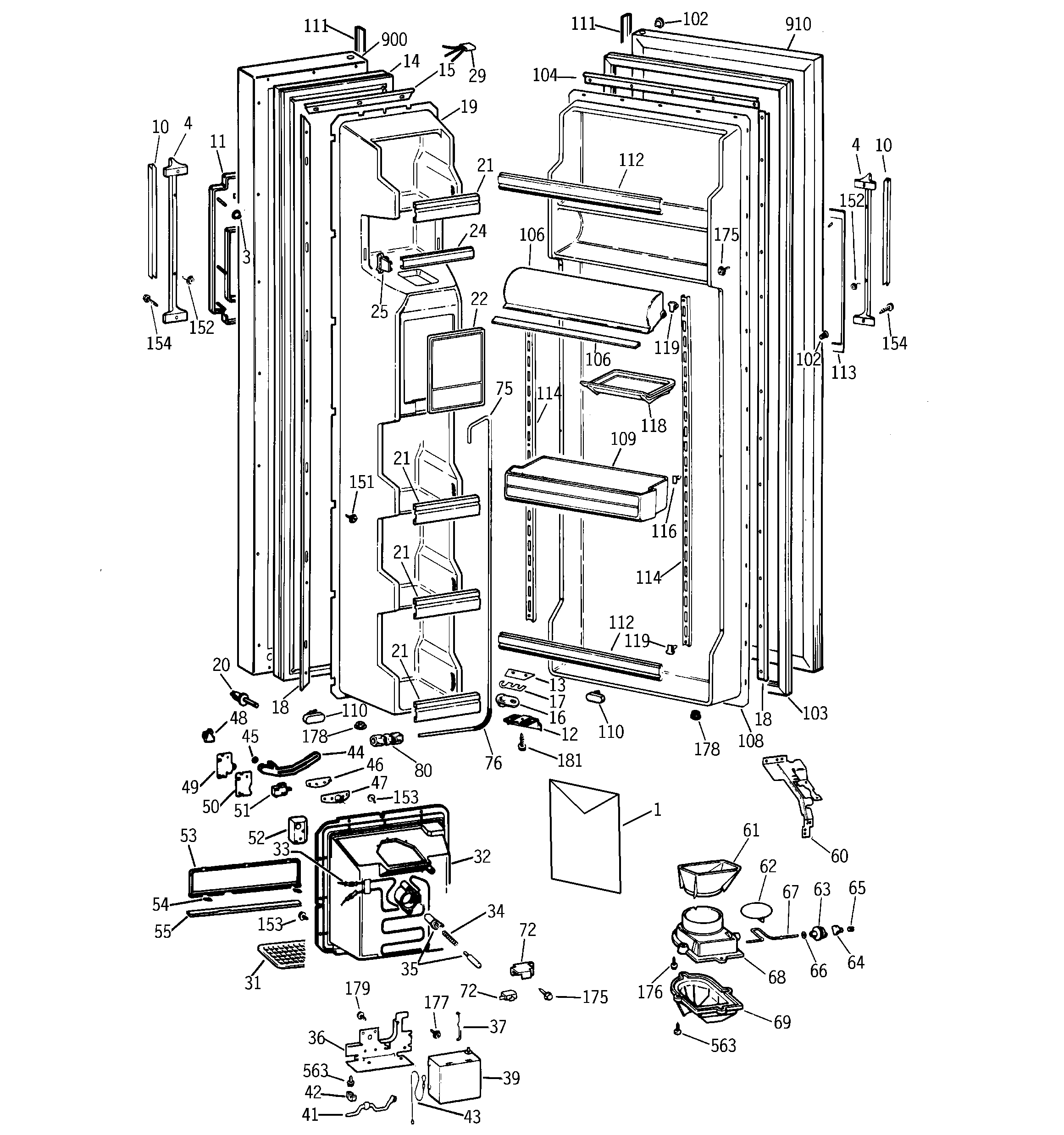Hotpoint CSX22DMB doors diagram