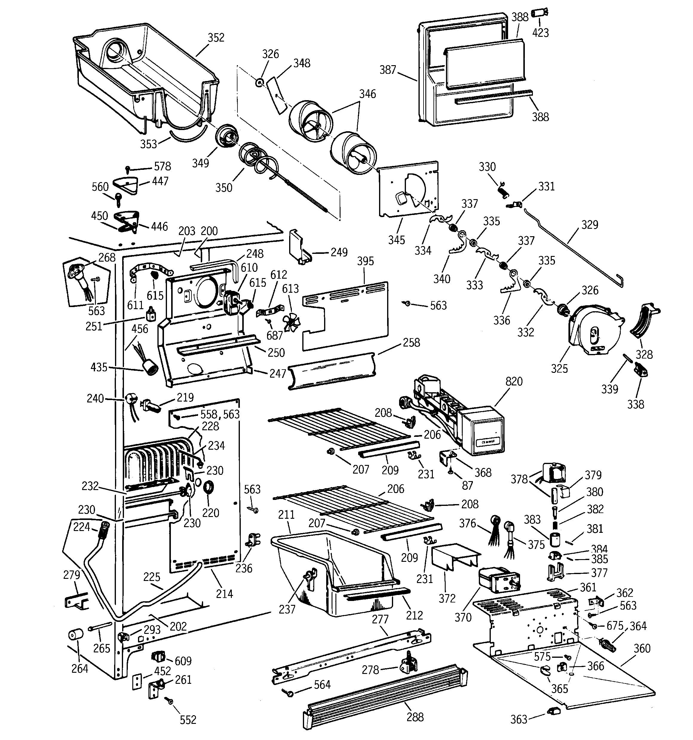 Hotpoint CSX22DMB freezer section diagram