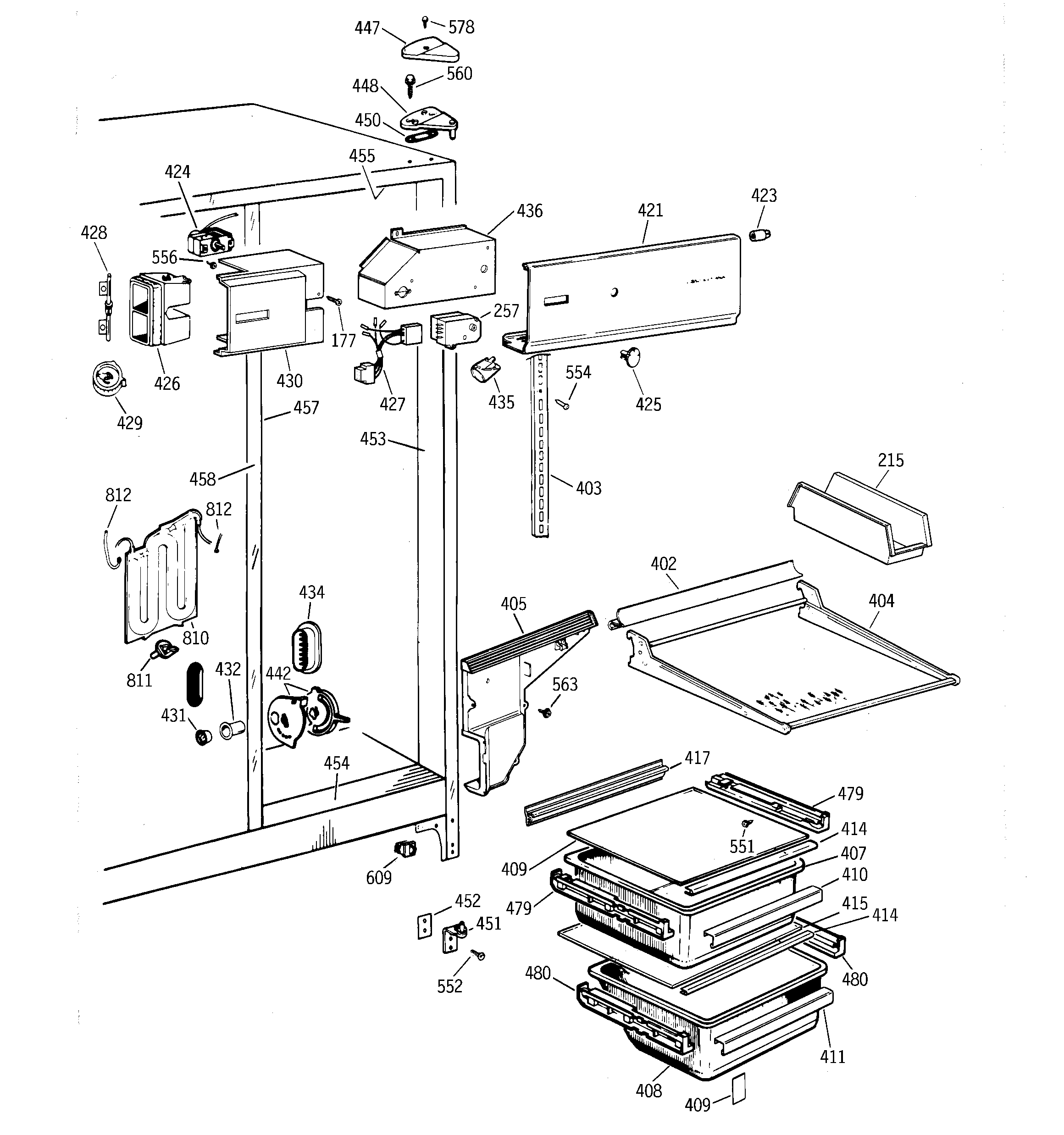 Hotpoint CSX22DMB fresh food section diagram