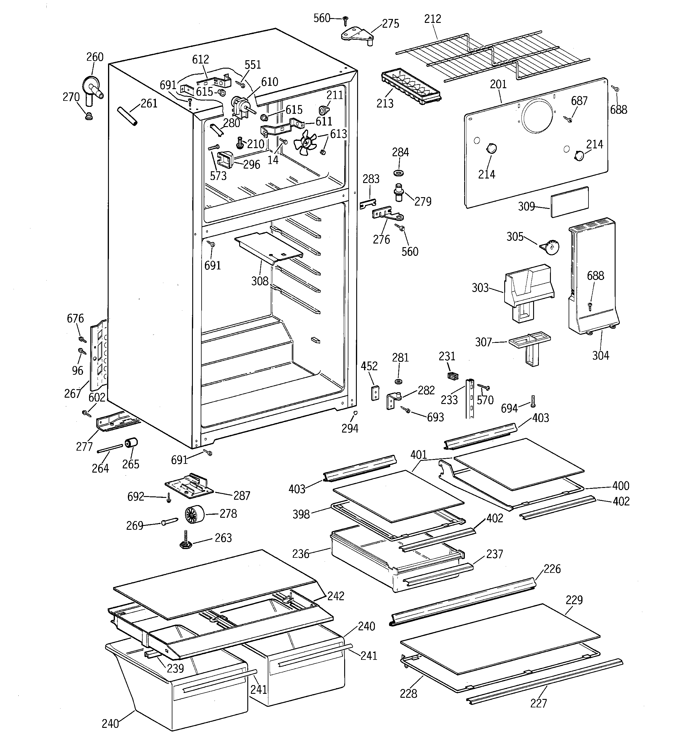 Hotpoint CTX18HABBRWW cabinet diagram