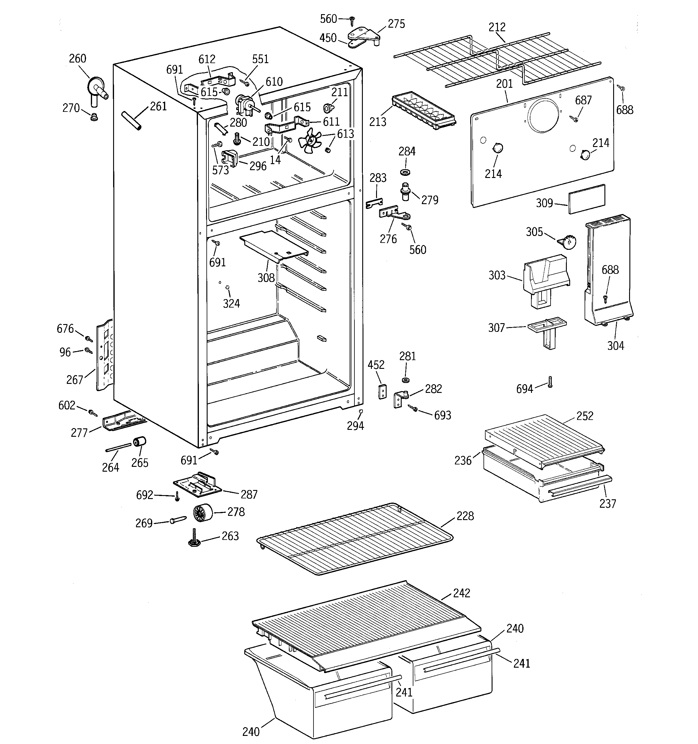 Hotpoint CTX16BABBRWW cabinet diagram