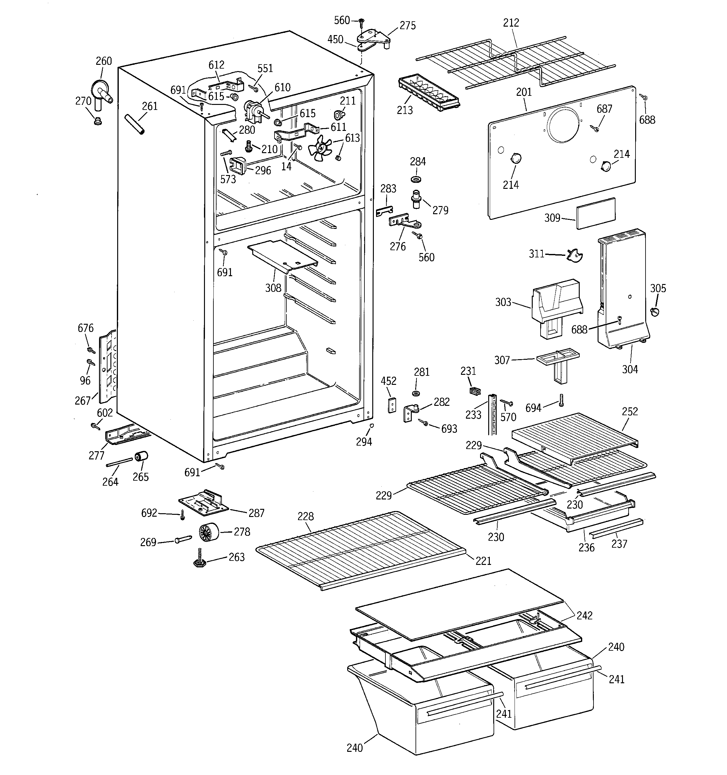Hotpoint CTG16EACBRWW cabinet diagram