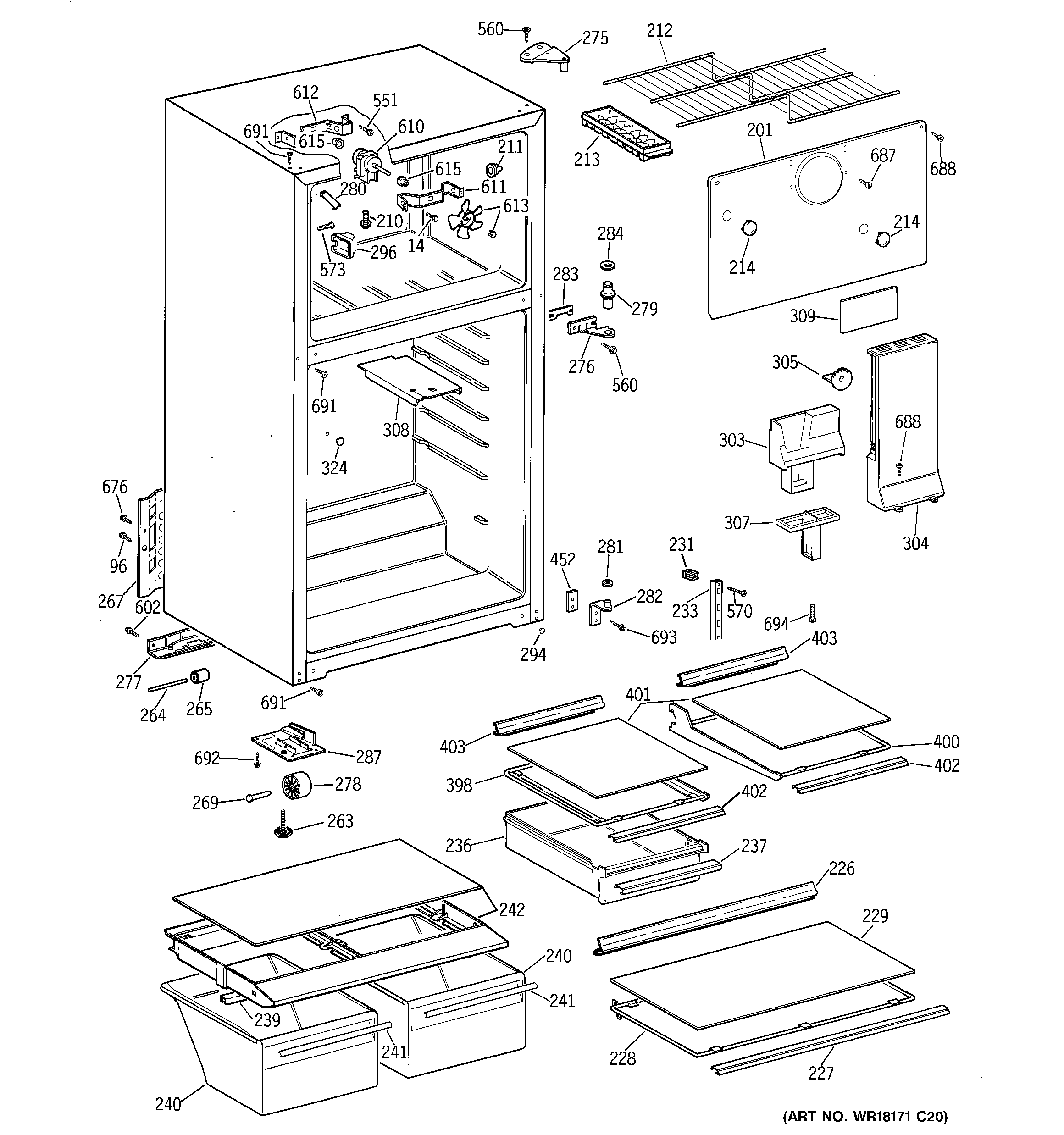 Hotpoint CTX17KABHRAA cabinet diagram