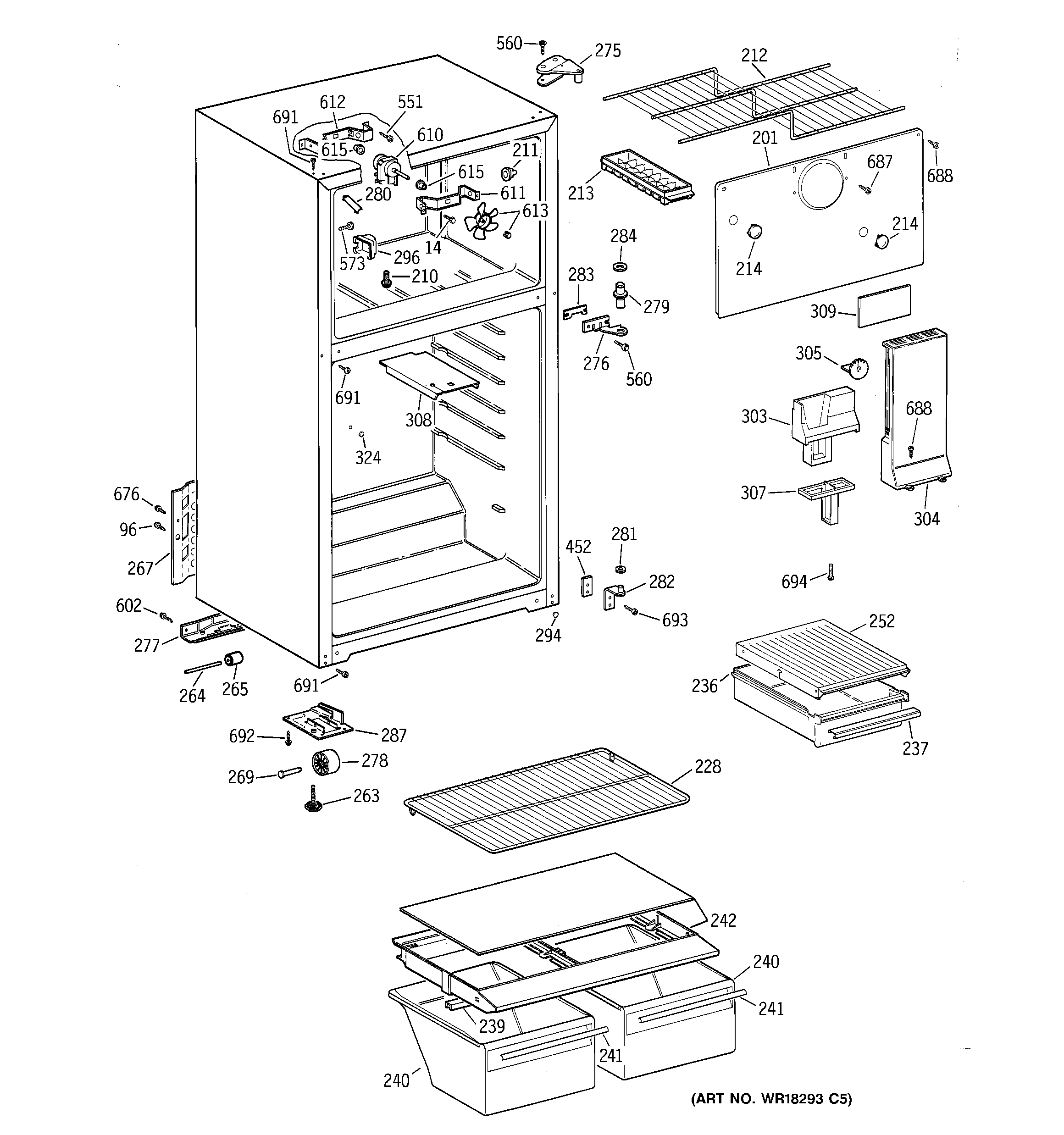 Hotpoint CTX17BABJRAA cabinet diagram