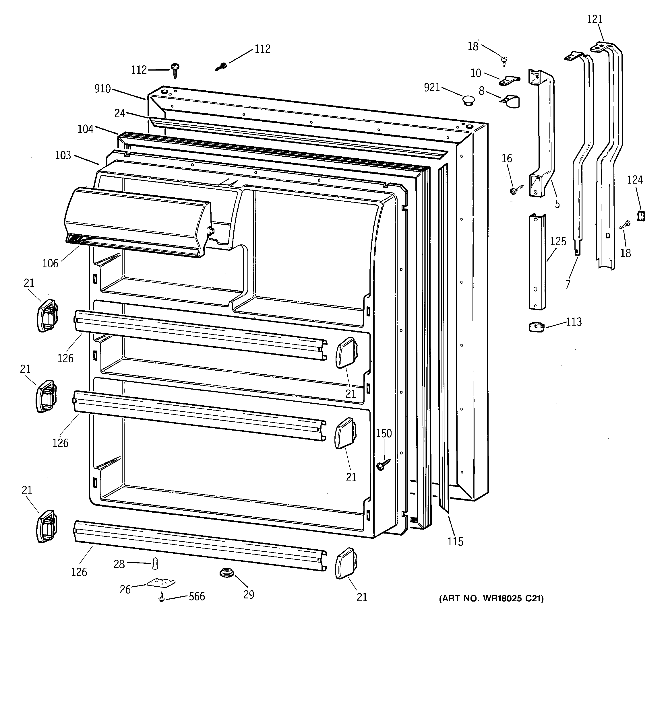 Hotpoint CTX21GACBRAA fresh food door diagram