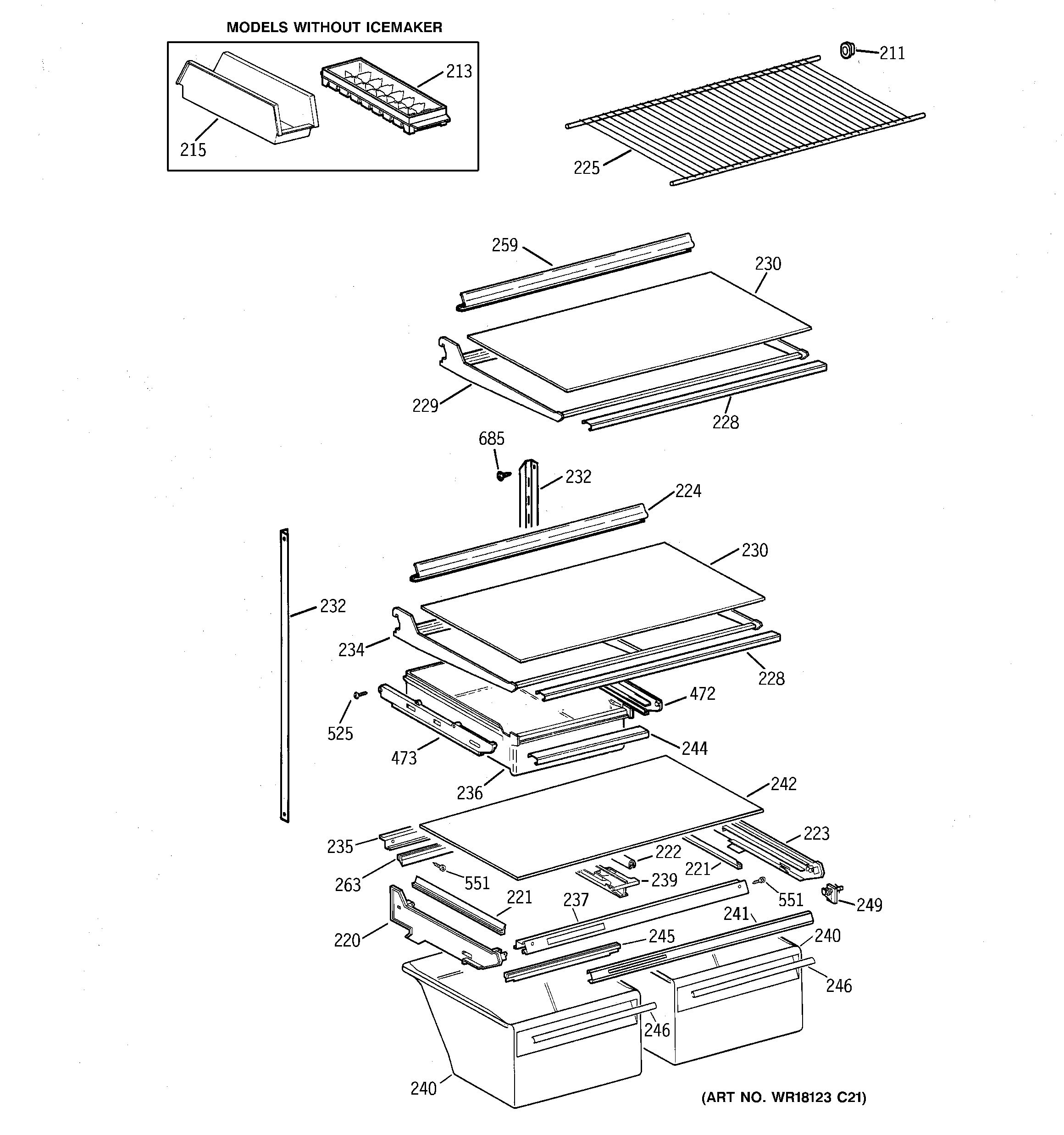 Hotpoint CTX21GACBRAA shelves diagram