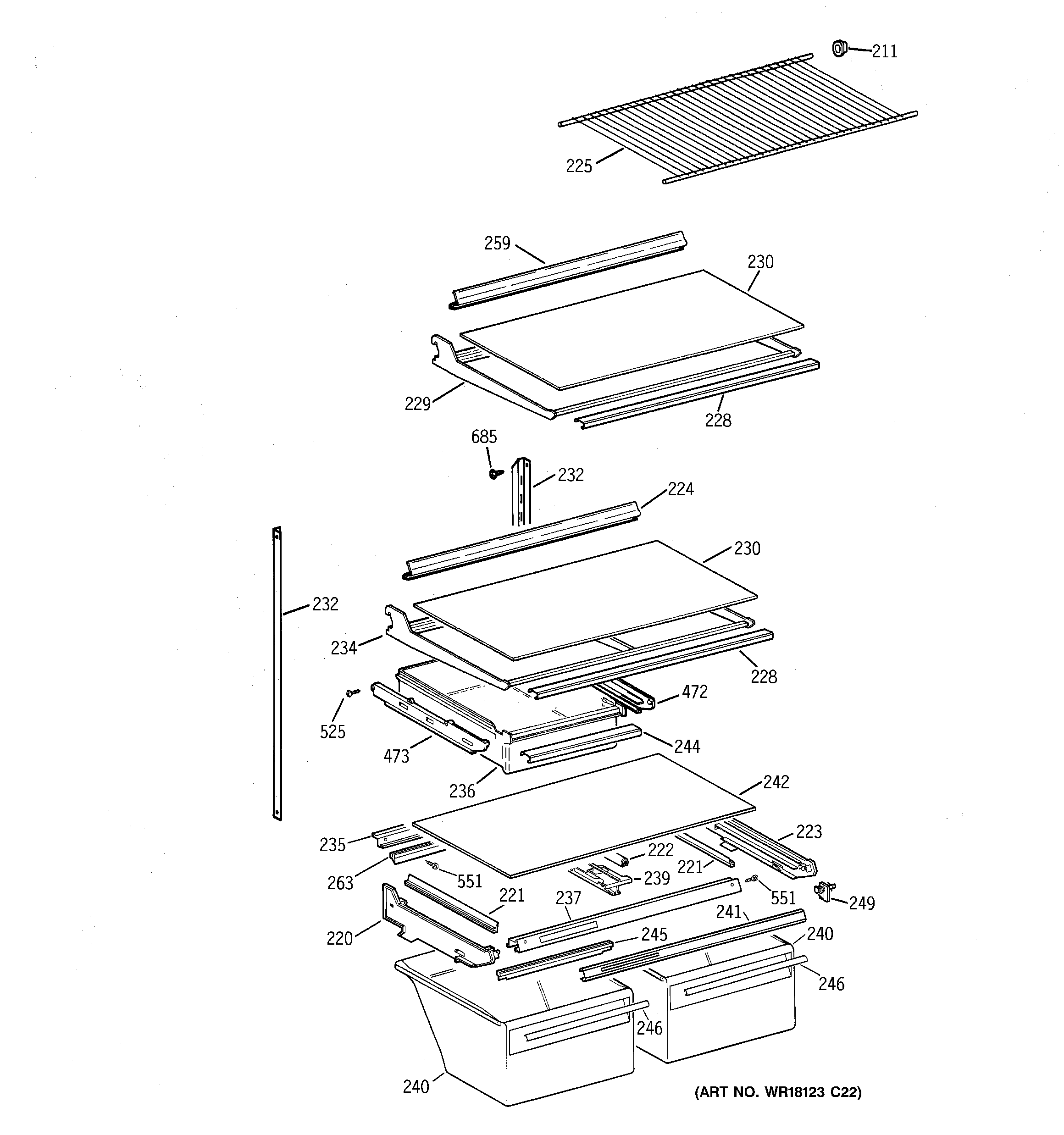 Hotpoint CTX21GICBRAA shelves diagram