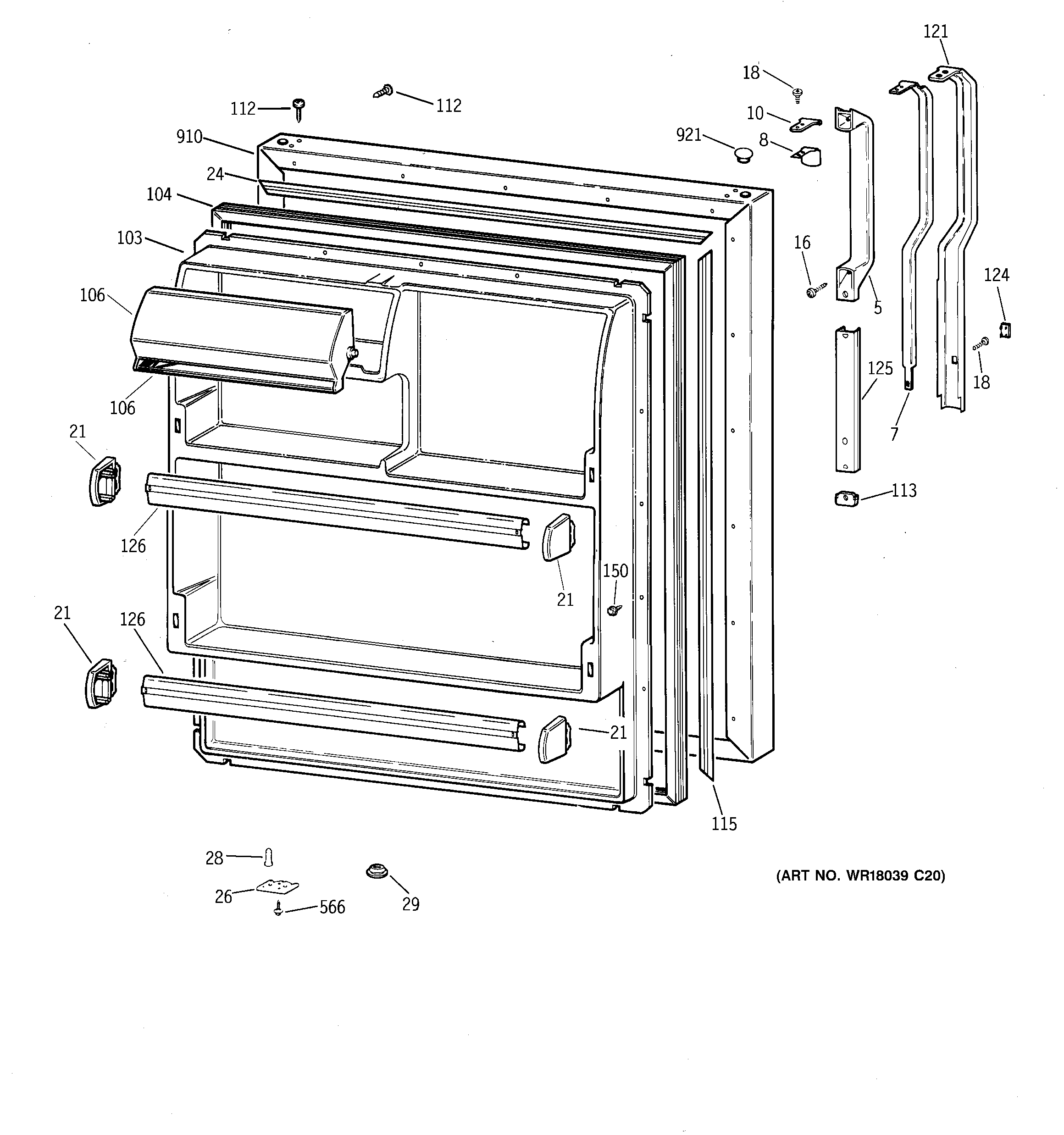 Hotpoint CTX18DABRRAA fresh food door diagram