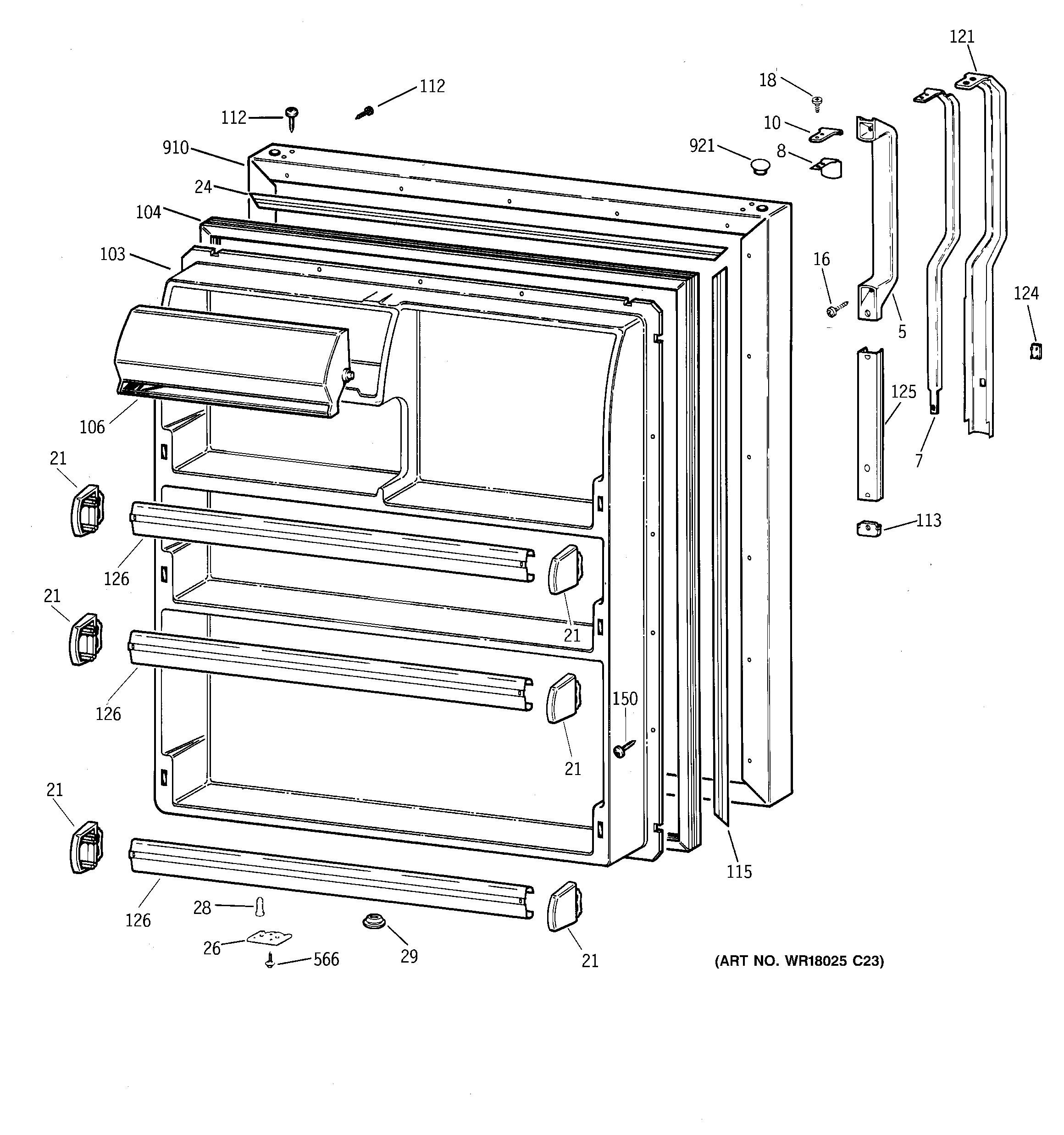 Hotpoint CTX21HABRRAA fresh food door diagram