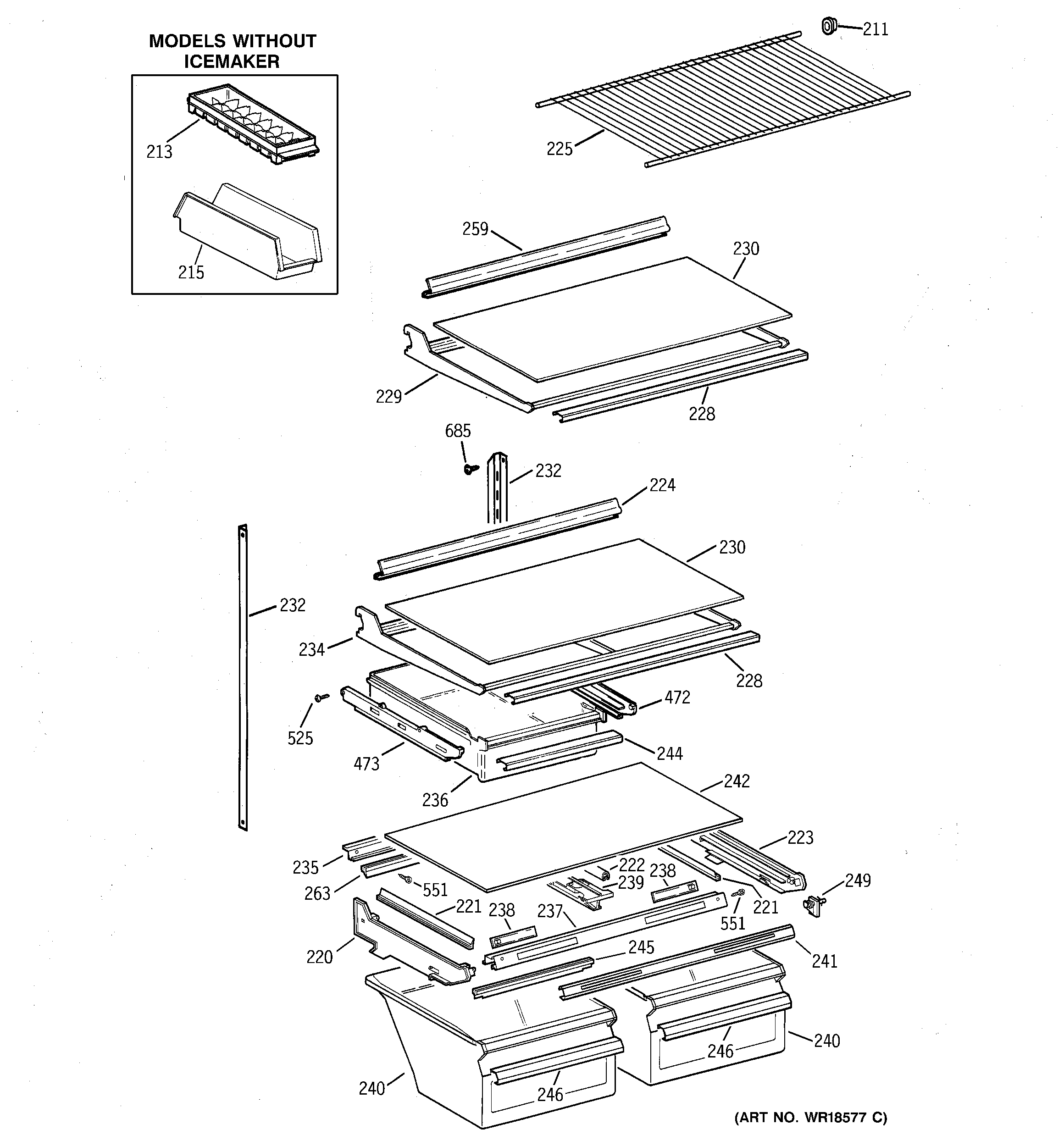 Hotpoint CTX21HABRRAA shelf parts diagram