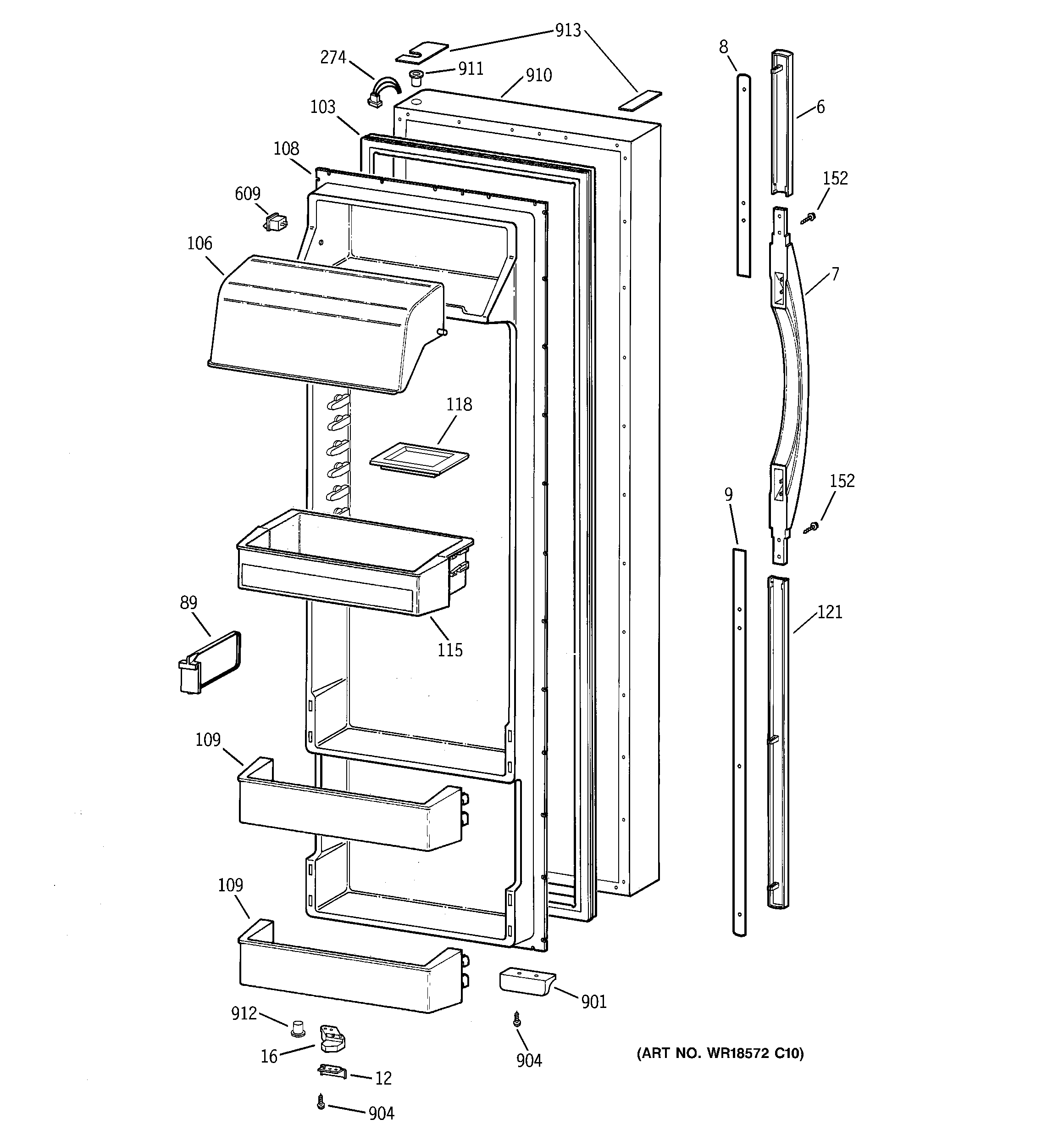 Hotpoint CSK28DRDAAA fresh food door diagram