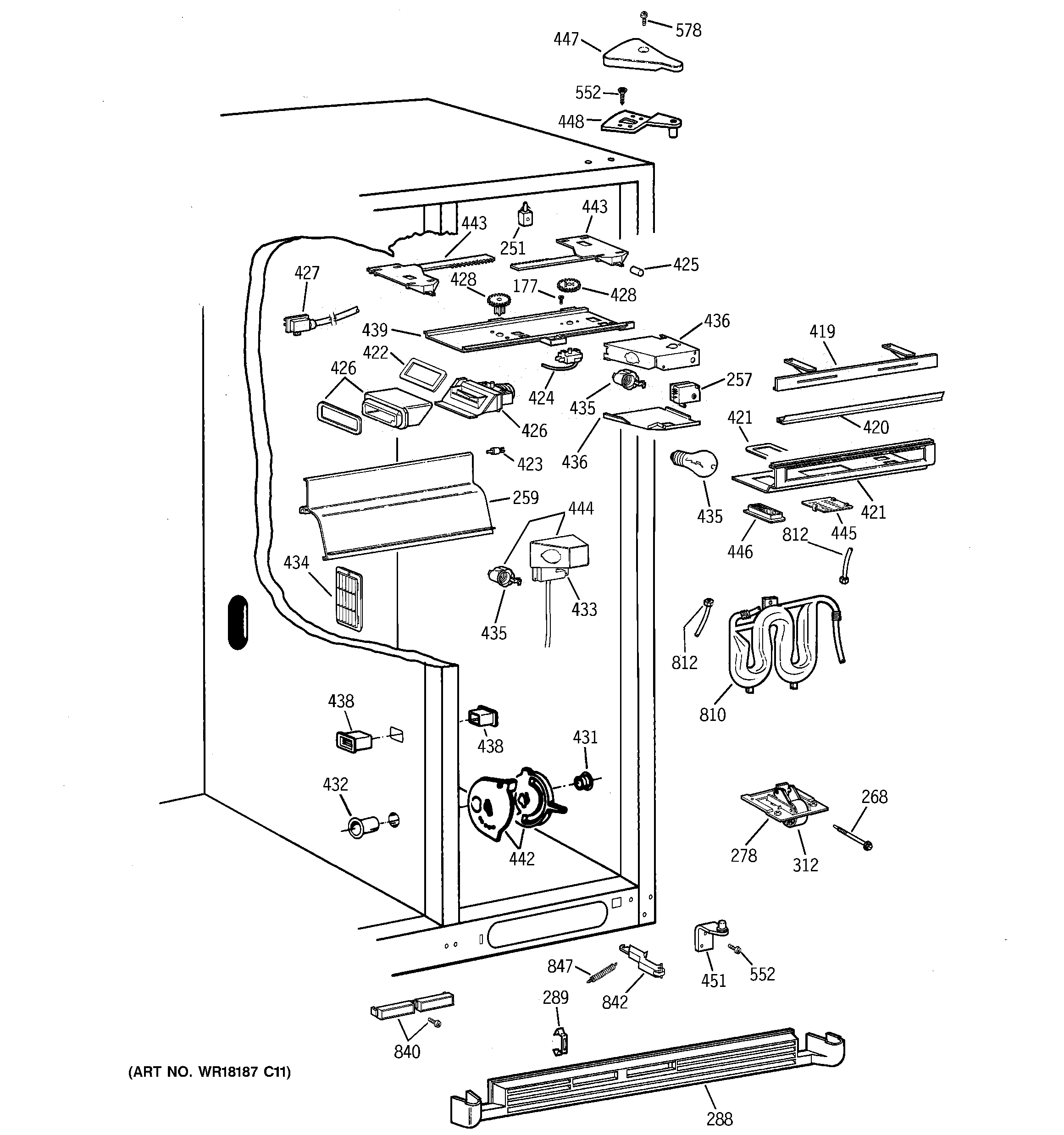 Hotpoint CSK28DRDAAA fresh food section diagram