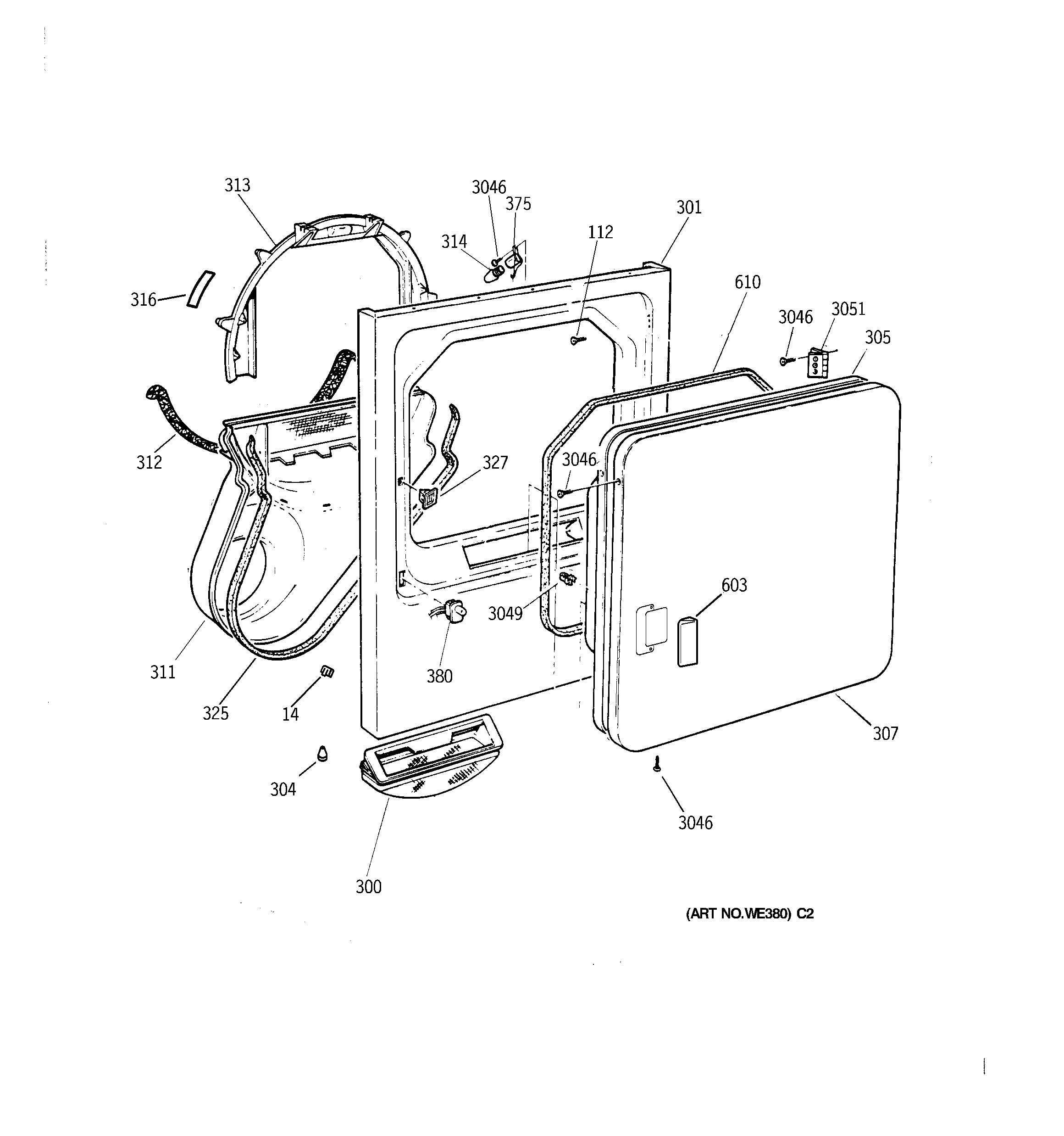 Hotpoint NWXR473GV2WW front panel & door diagram