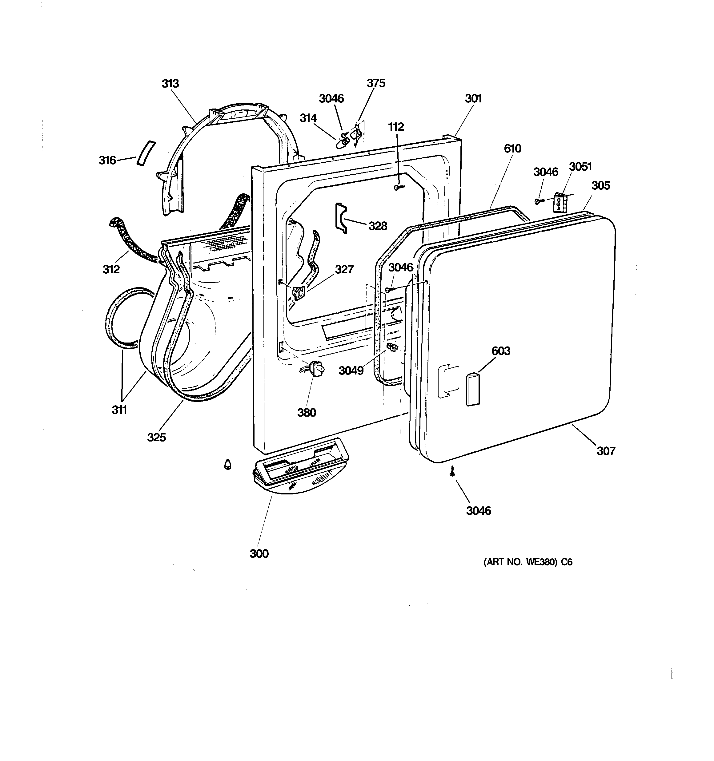 Hotpoint NJSR453GW2AA backsplash, blower and drive assemb diagram