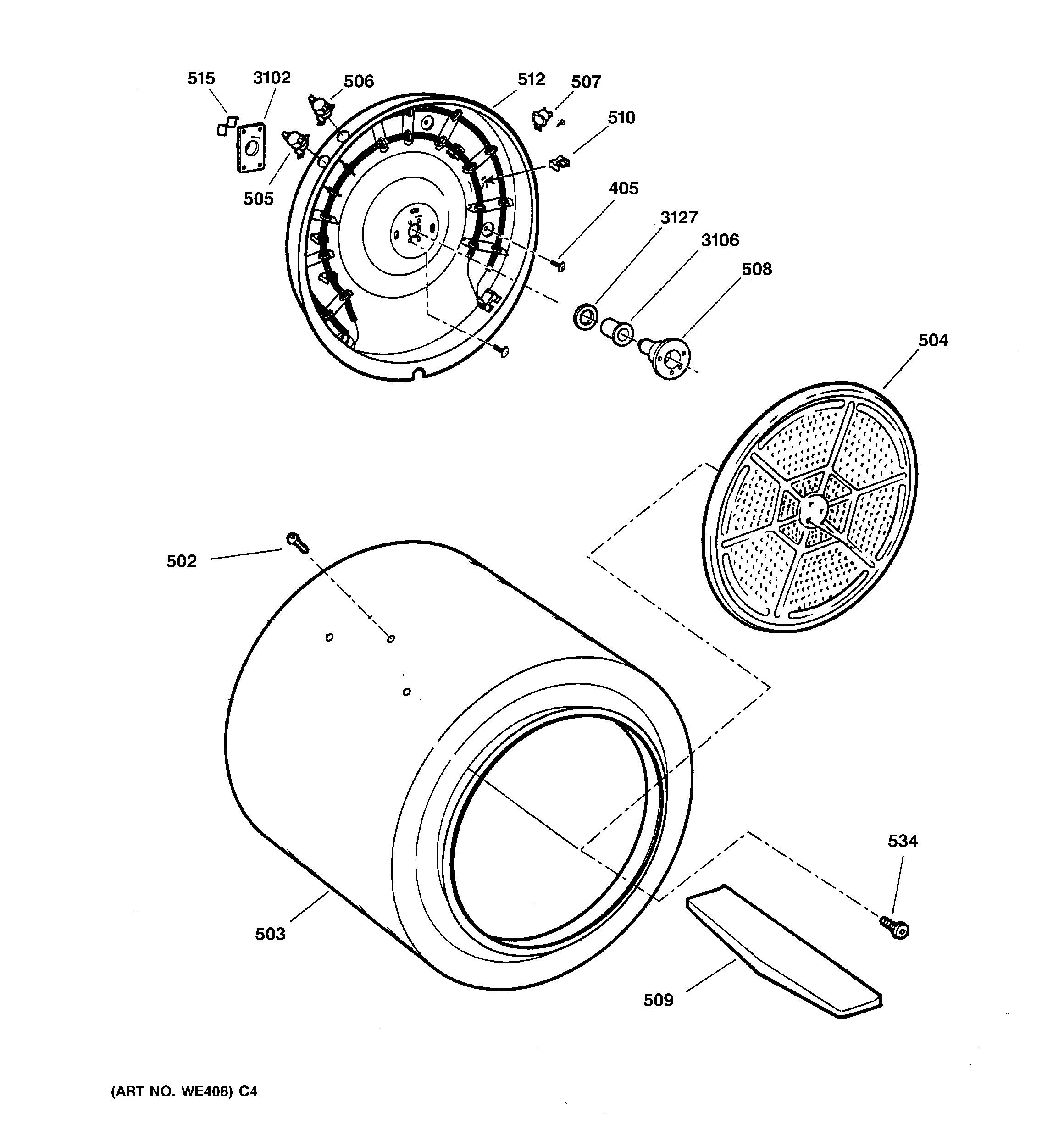 Hotpoint NJSR453EW2AA drum diagram