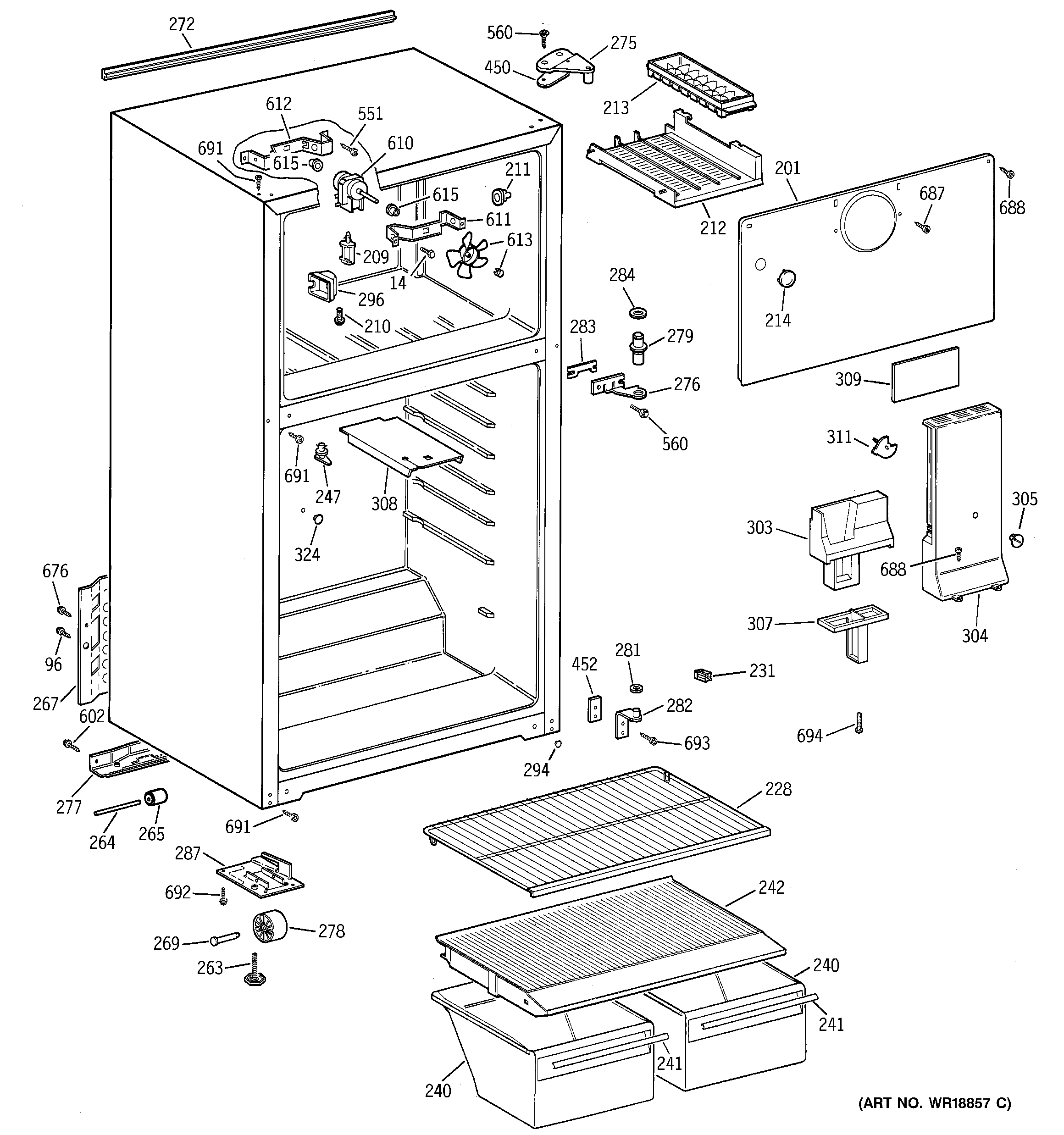 Hotpoint HTG16BBMCRWW cabinet diagram