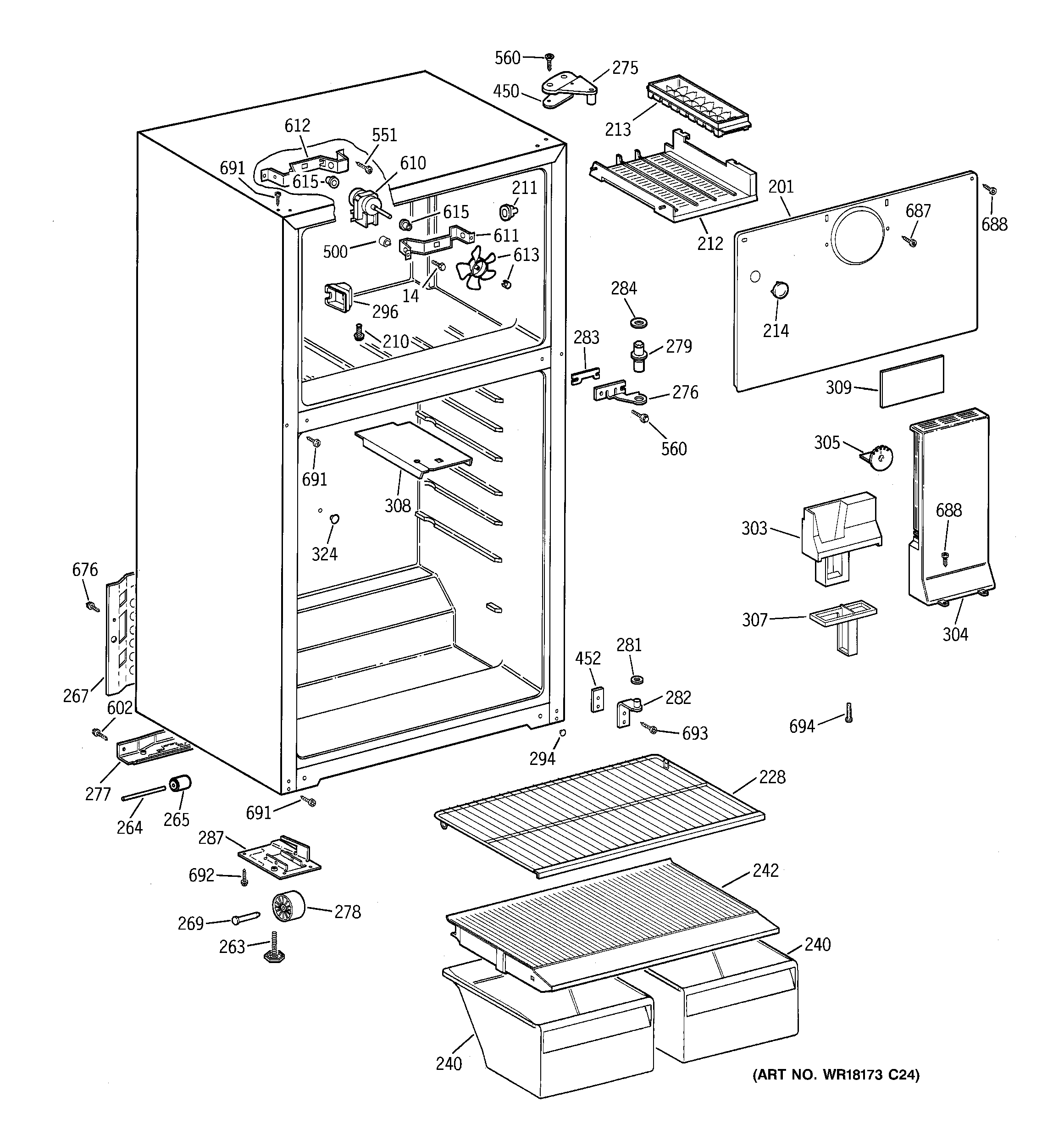 Hotpoint HTS15BBMBRWW cabinet diagram