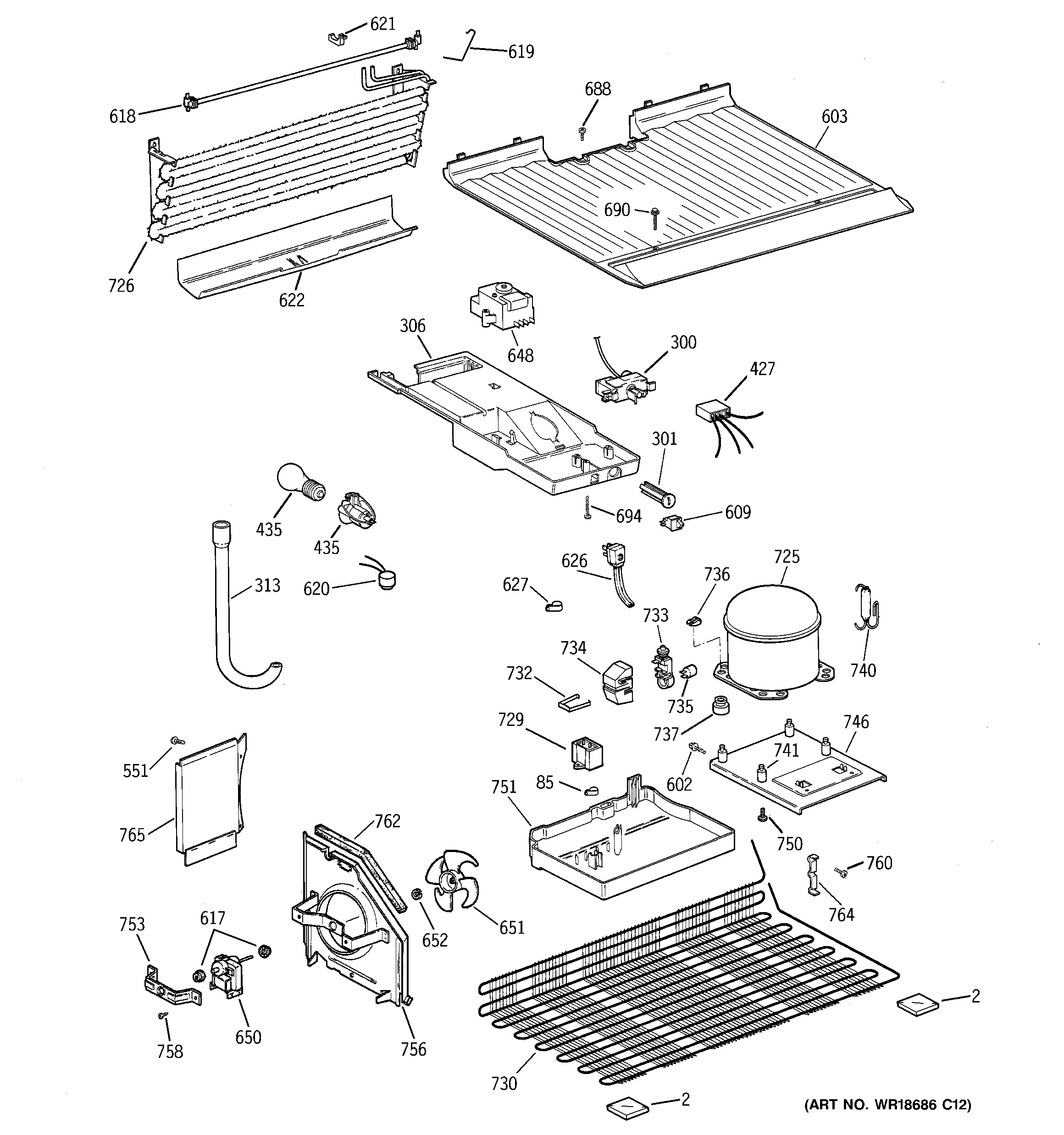 Hotpoint HTR17BBMBRAA unit parts diagram