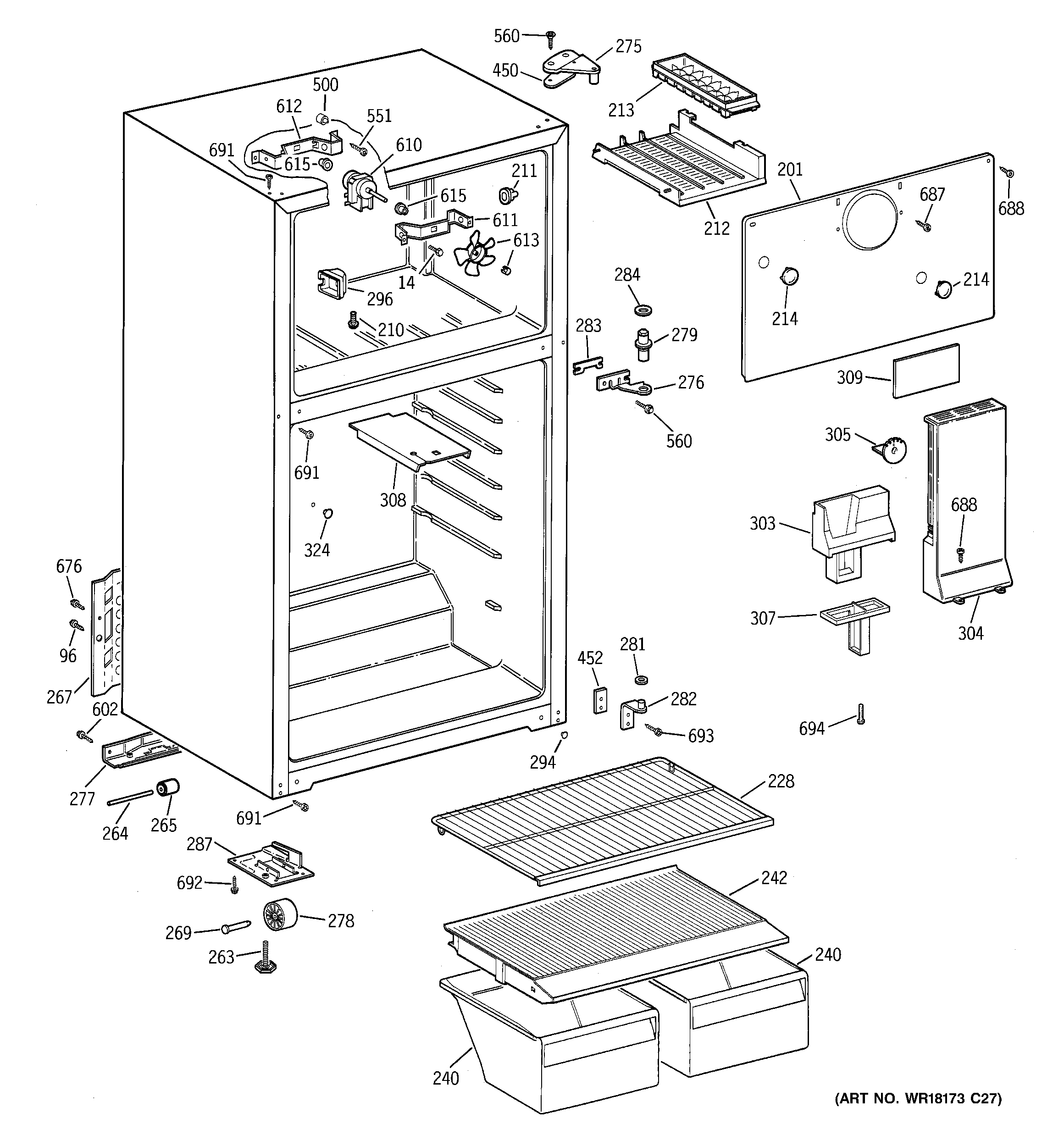 Hotpoint HTR15BBMBRAA cabinet diagram