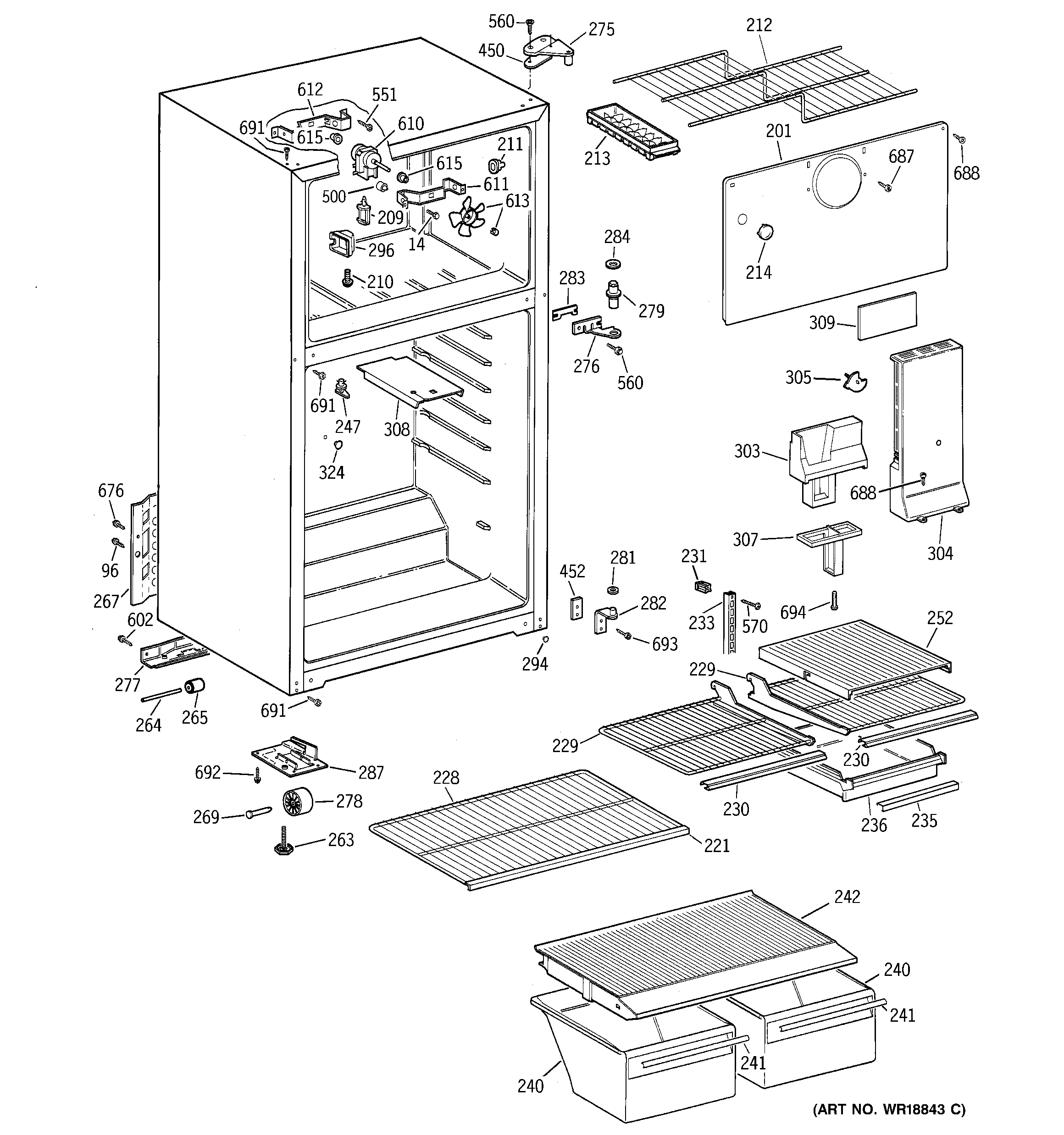 Hotpoint HTT18EBMBRCC cabinet diagram
