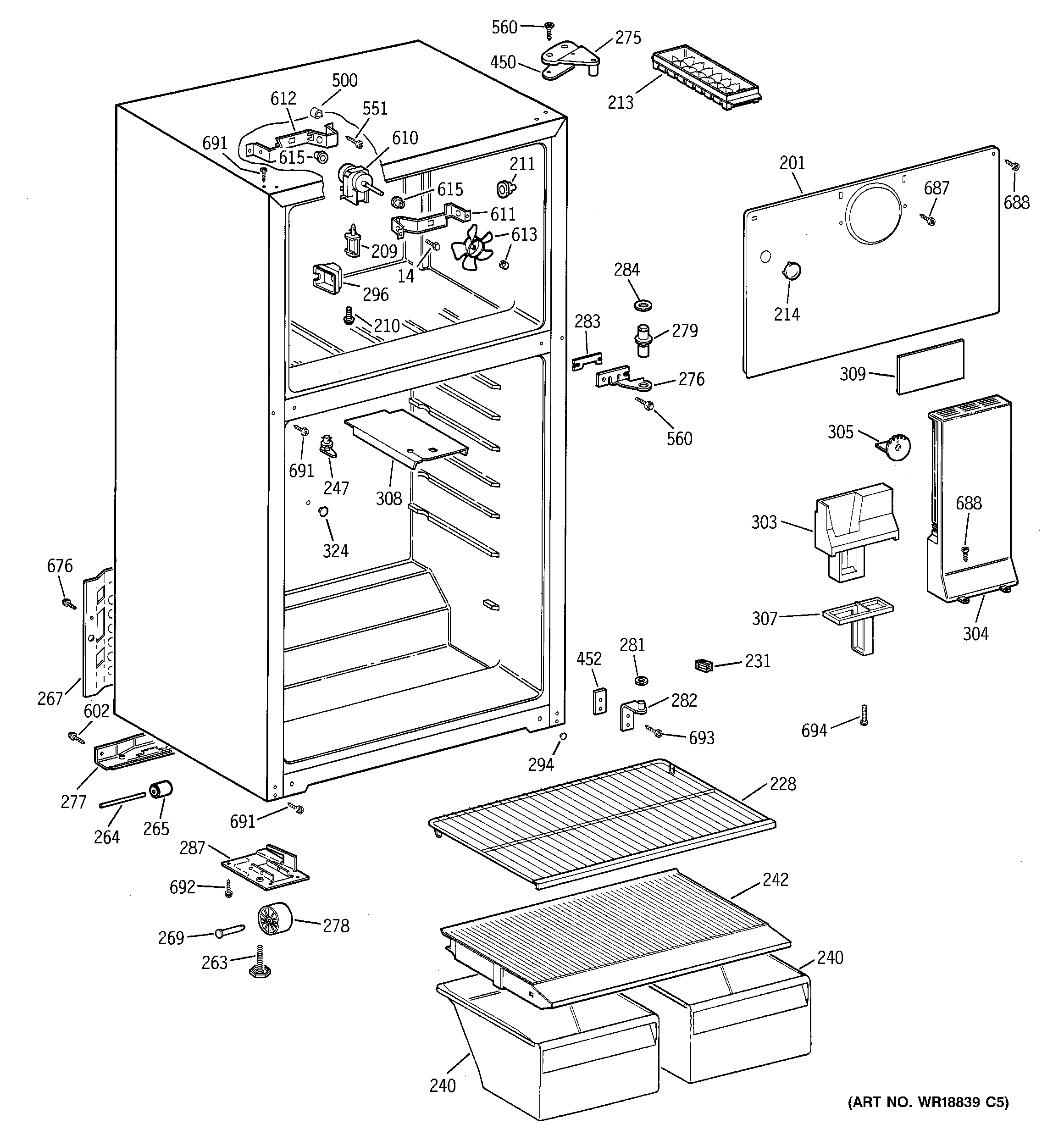 Hotpoint HTR15ABMBRAA cabinet diagram